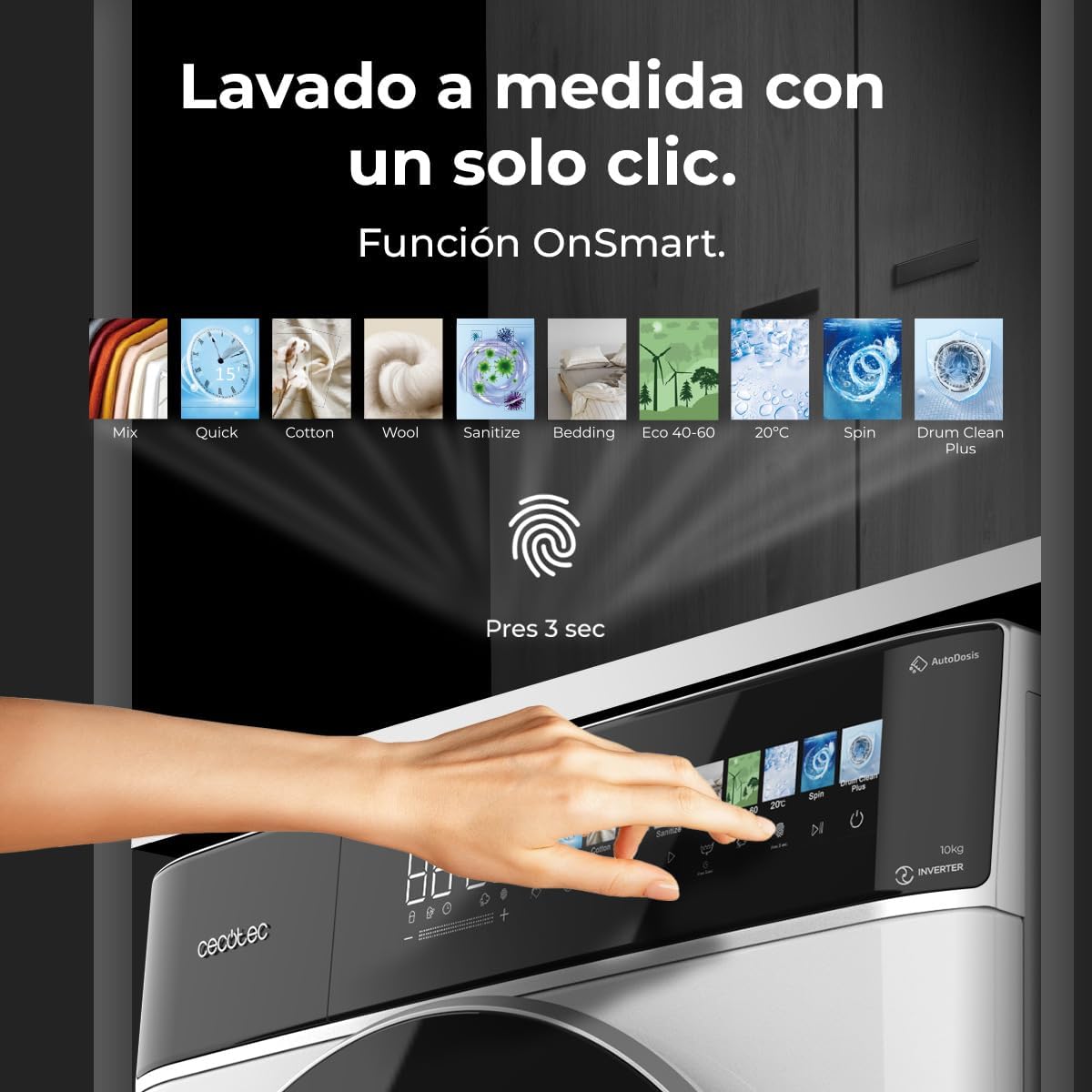 Cecotec - Bolero DressCode série - 10kg, 1400tr/min, écran 10,3