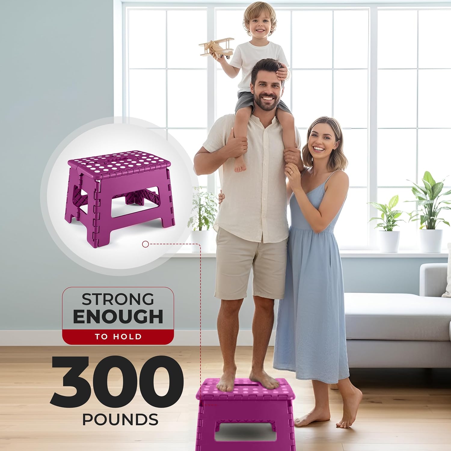 Utopia Home - Tabouret pliant série 23 cm - antidérapant, portable, charge 272 kg