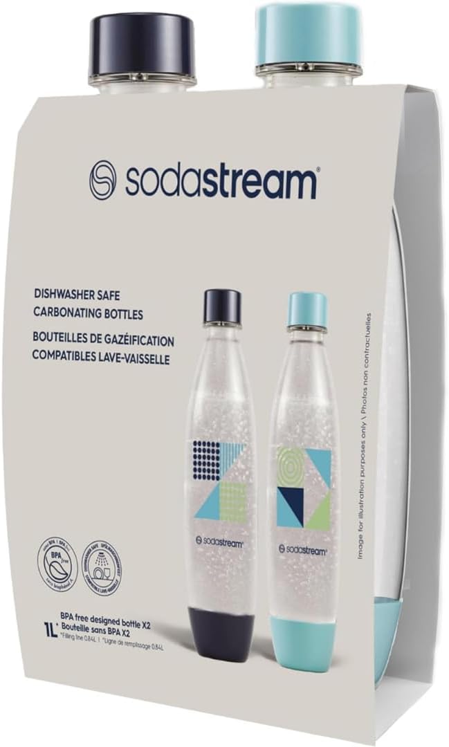 Sodastream - pack bouteilles 1L Snap & Lock - lot de 2 - sans BPA, lave-vaisselle