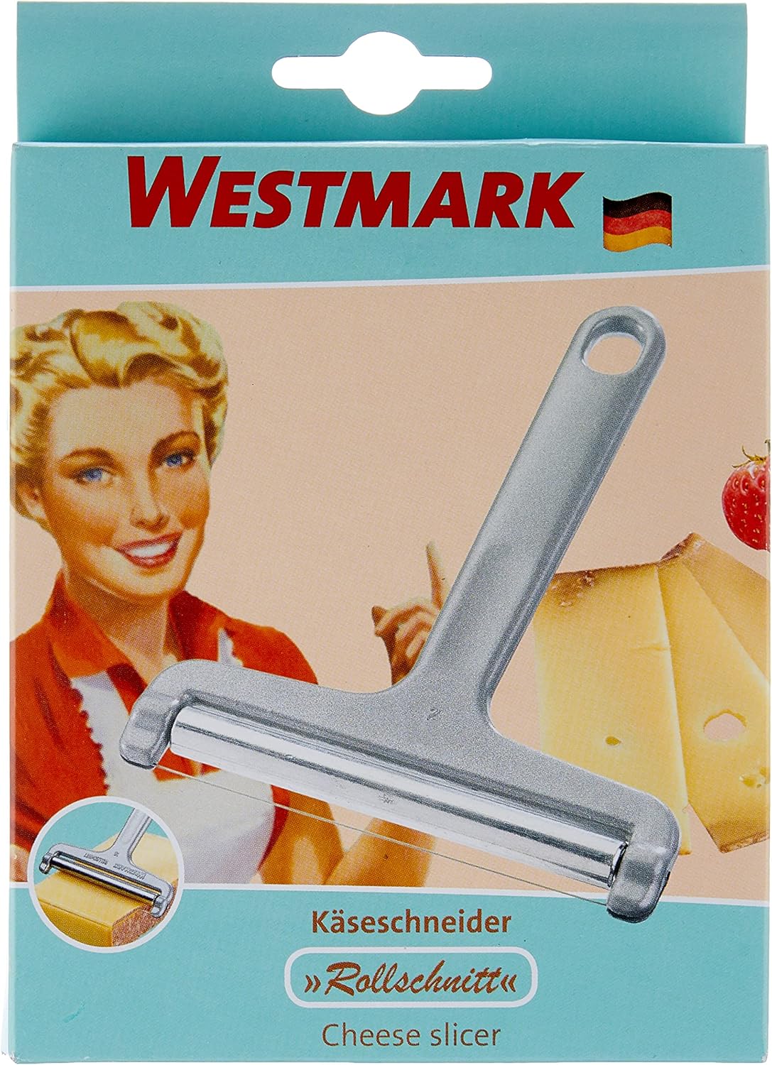 Westmark - Coupe-fromage Rétro - 13,9x10,9x1cm - Aluminium/acier inoxydable, coupe à rouleaux - 7100RT60