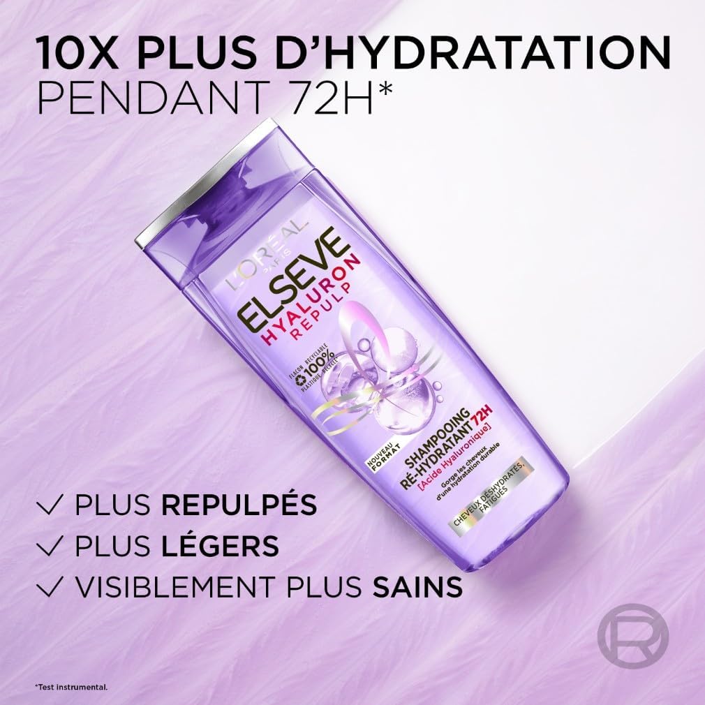 L'Oréal Paris - Elseve Hyaluron Repulp - 300ml - shampooing hydratant à l'acide hyaluronique, brillance, soin 72h