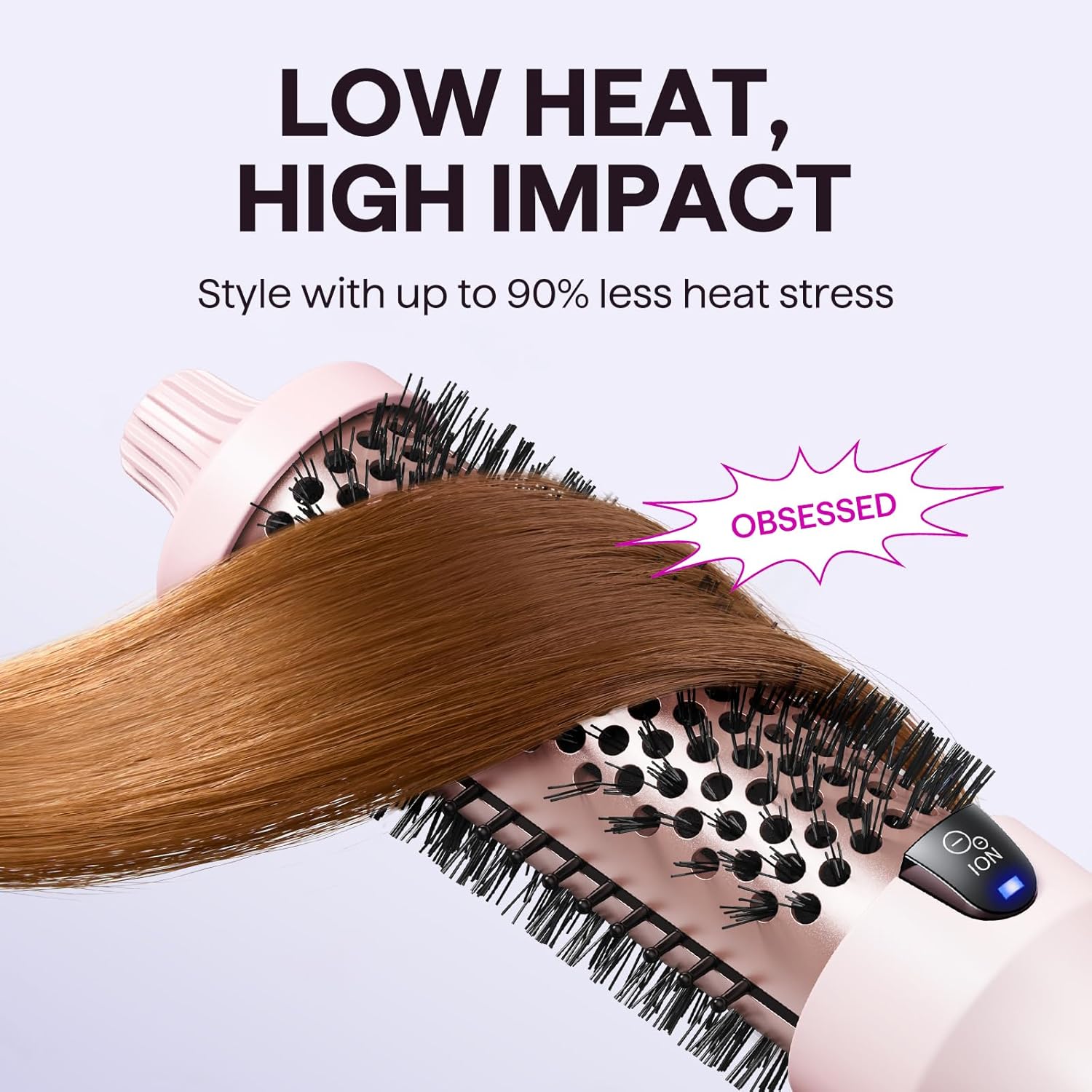 Wavytalk - Brosse Thermique Blowout Boost - 38mm - Boucles naturelles, 5 températures, ionique, double tension, Sakura R