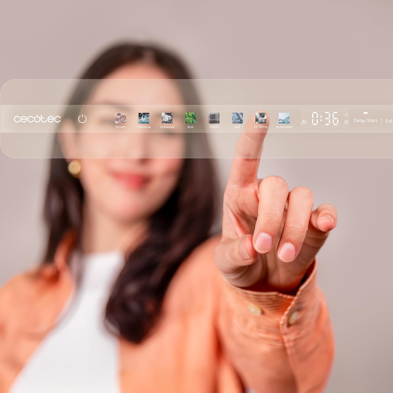 Cecotec - Bolero Aguazero (6620 Full-BI) - 60cm - 15 couverts, 8 programmes, écran FullColor, moteur Inverter, Turbo Dry