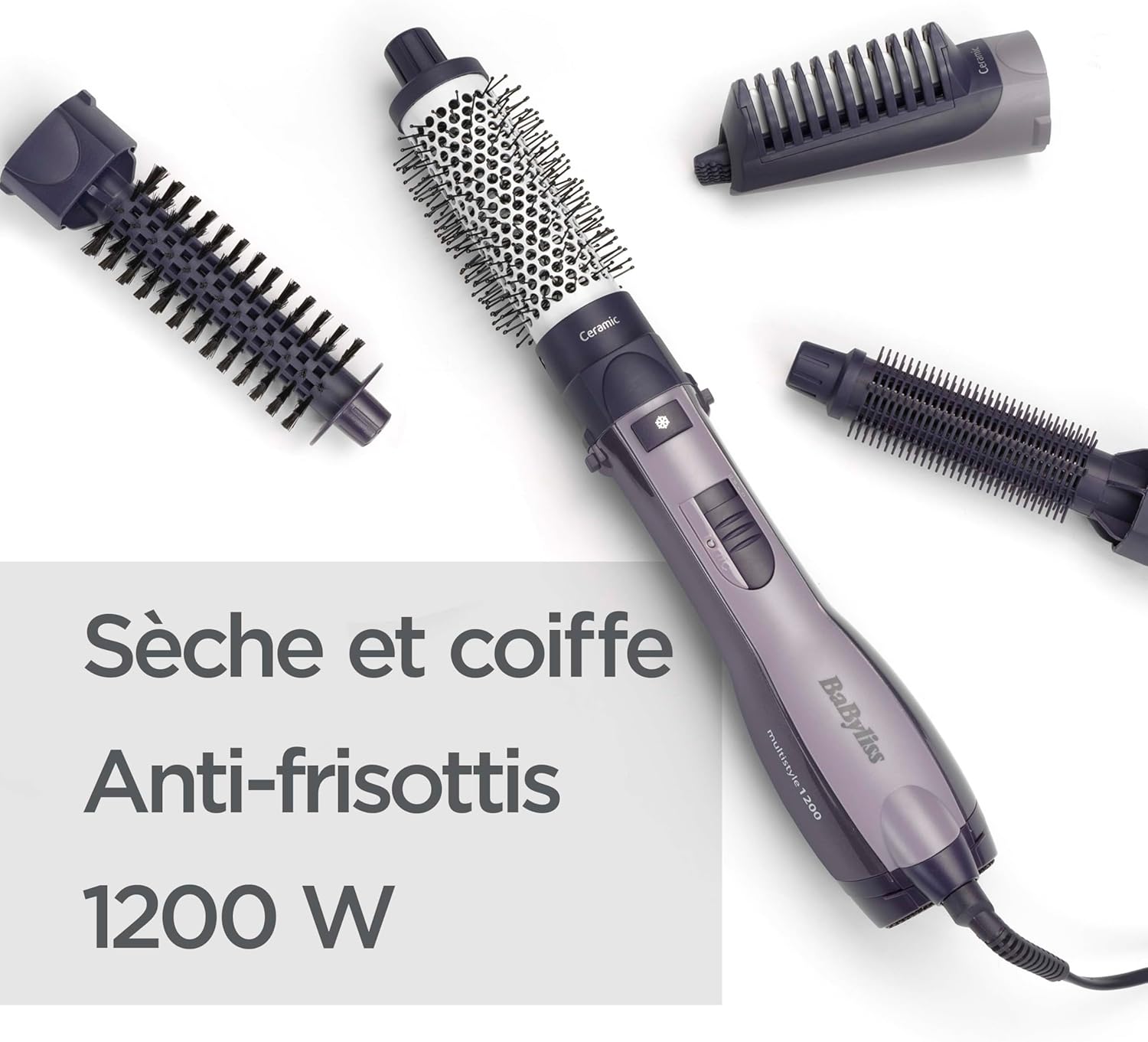 BaByliss – brosse soufflante multistyles – technologie ionique, 4 accessoires, AS121E