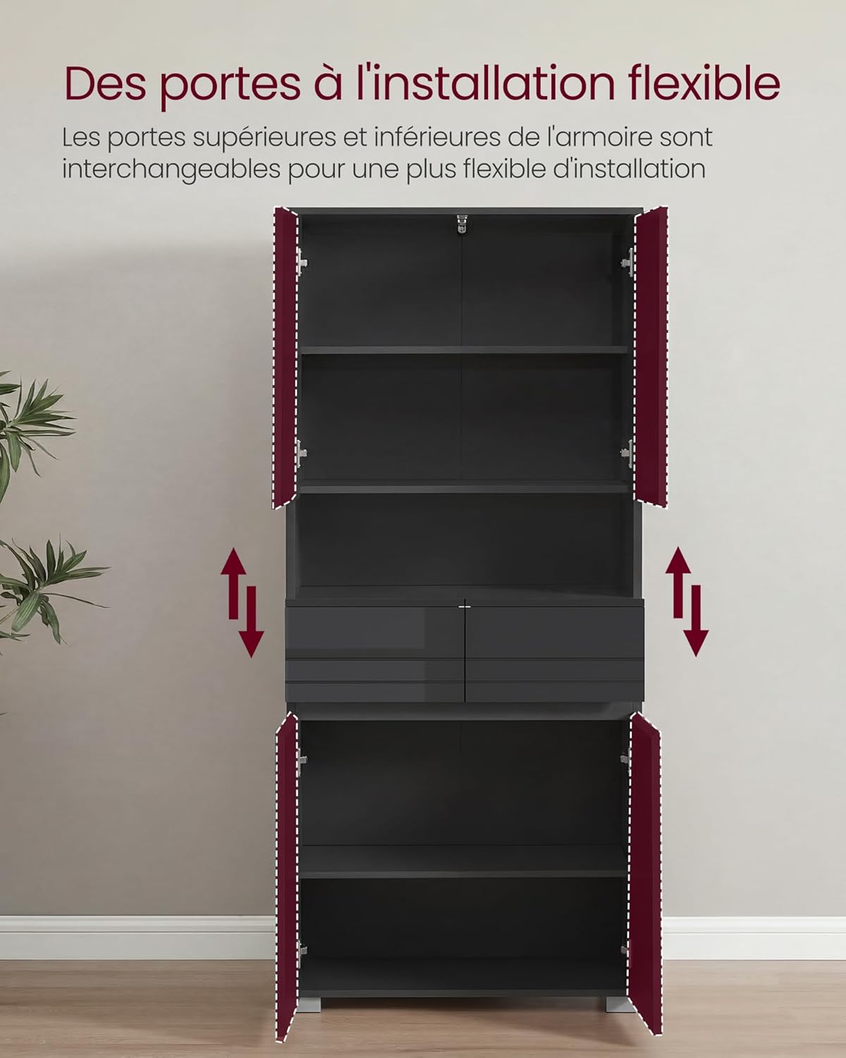 VASAGLE - colonne salle de bain, 30x60x170 cm, 2 tiroirs, étagères réglables, BBC563BH01