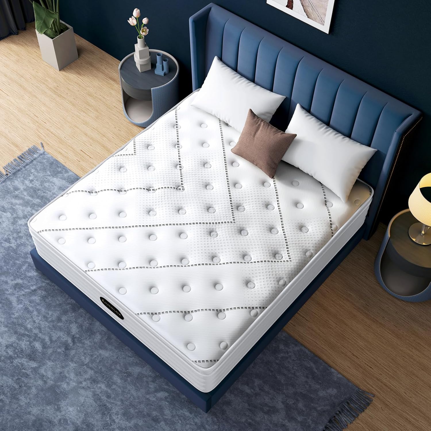 Matelas - 7 zones, 140x190x28cm, ressorts ensachés, fermeté moyenne