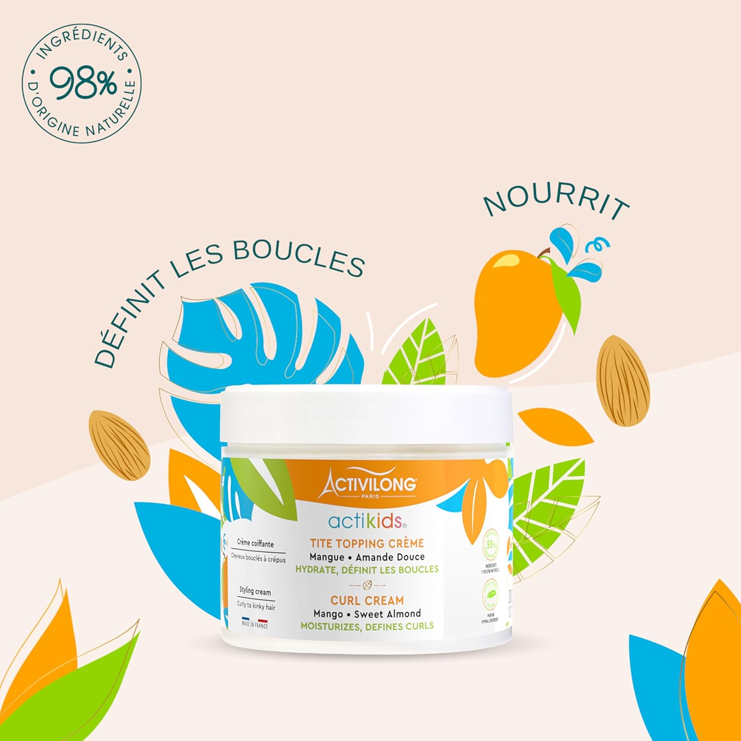 ACTIVILONG - Actikids crème coiffante 300ml - boucles, vegan, 98% naturels