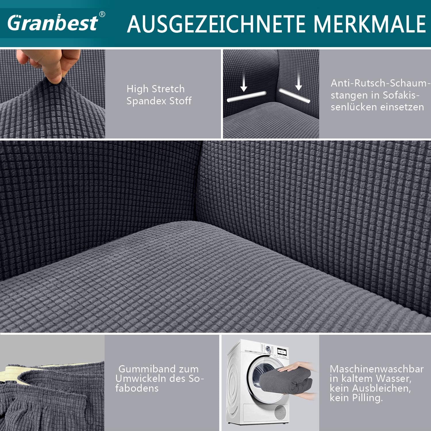 Granbest - housse canapé jacquard extensible - salon - anti animaux