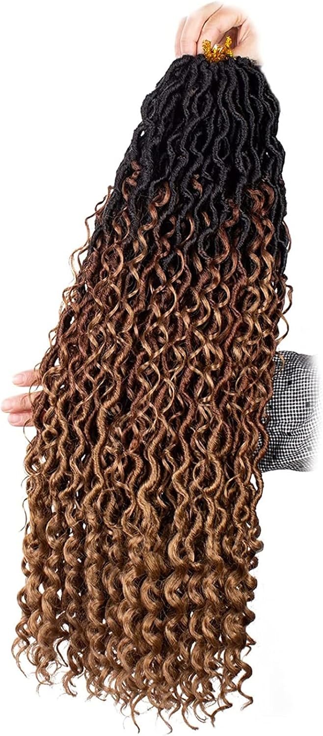 Xtrend - River Faux Locs 30 pouces - 8 packs, 3 tons, mèches frisées, 12 brins, pré-bouclé, style bohème - 1B3027#