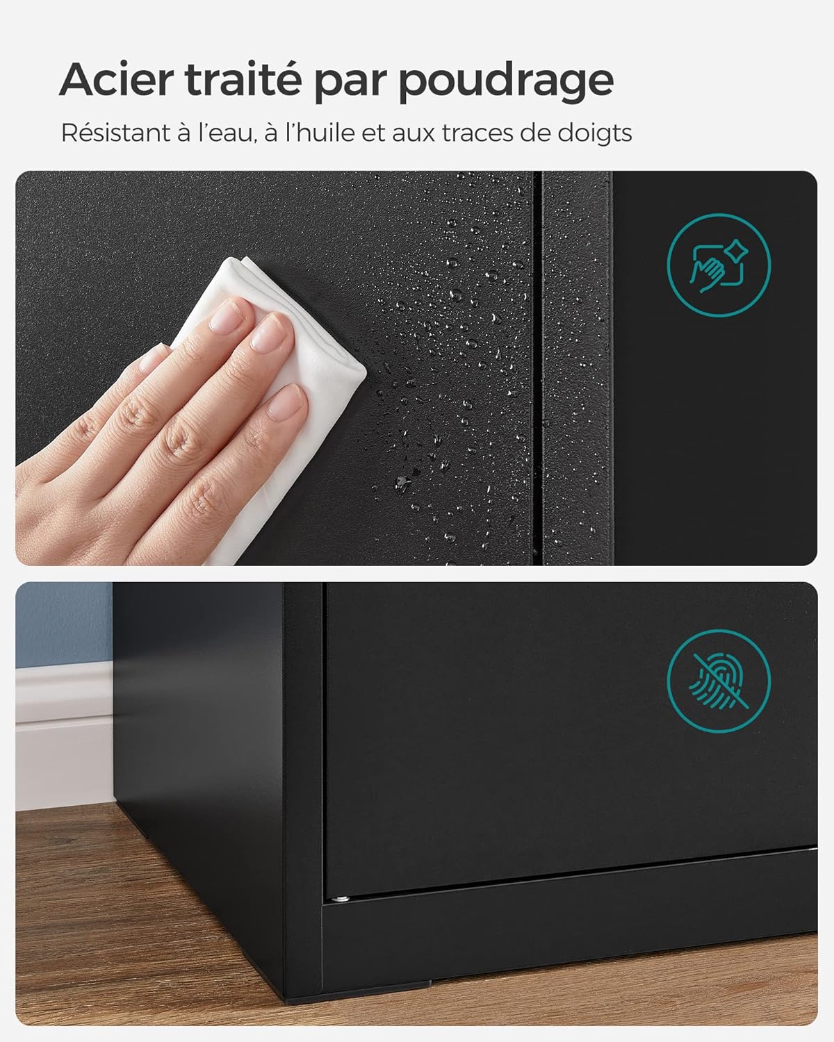 SONGMICS - meuble de rangement acier, 5 niveaux, 40x80x180cm, portes verrouillables, OMC015B01