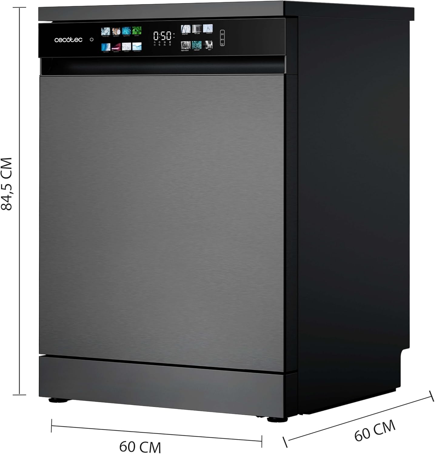 Cecotec - Bolero Aguazero (série 6210) - 60cm - 15 couverts, Classe D, écran FullColor, Dual Zone, Aquastop, plateau rég