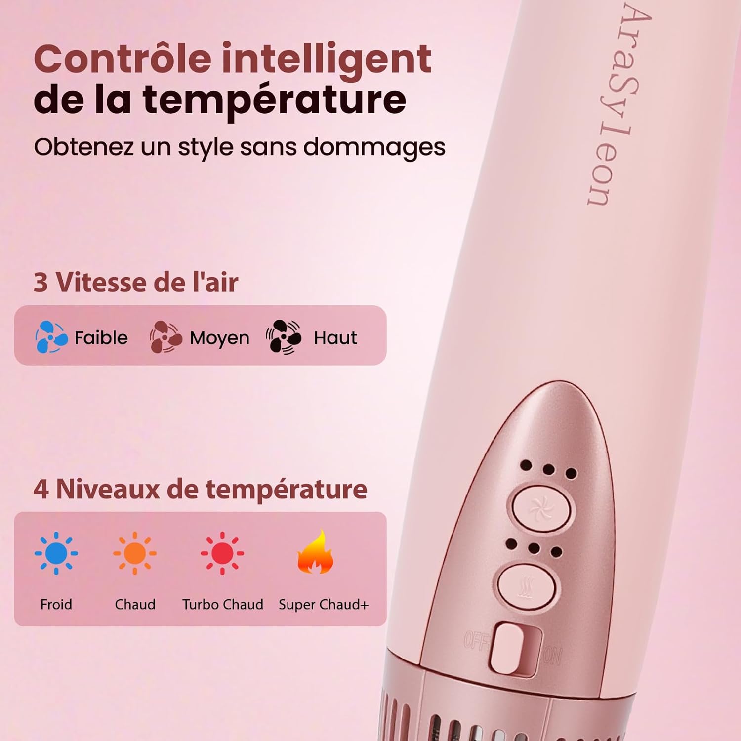 AraSyelon - Styler Multifonction 9 en 1 - 25/32/48/68mm - Séchoir pro, boucleur auto, ionique, 110000 tr/min