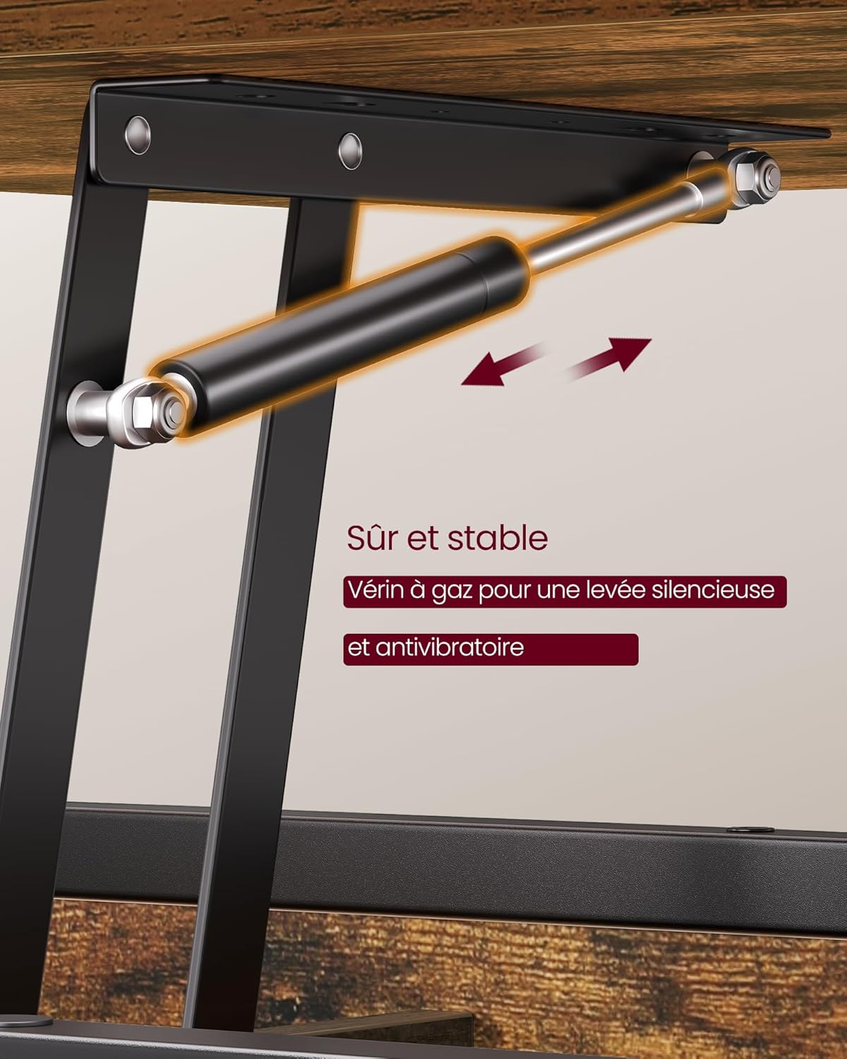 VASAGLE - Table basse relevable, 100x50cm, rangements, LCT261KD02