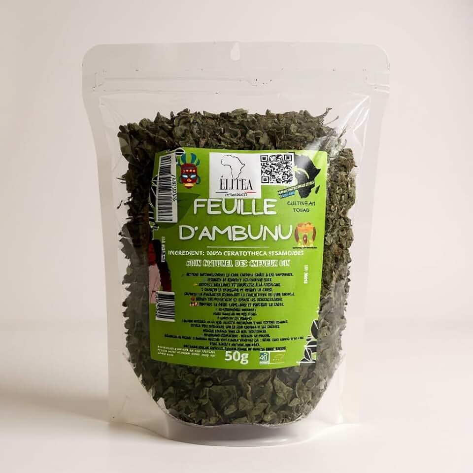 Feuilles d’Ambunu 100% Naturelles – gel démêlant fortifiant 50g – origine Tchad, cheveux crépus et bouclés