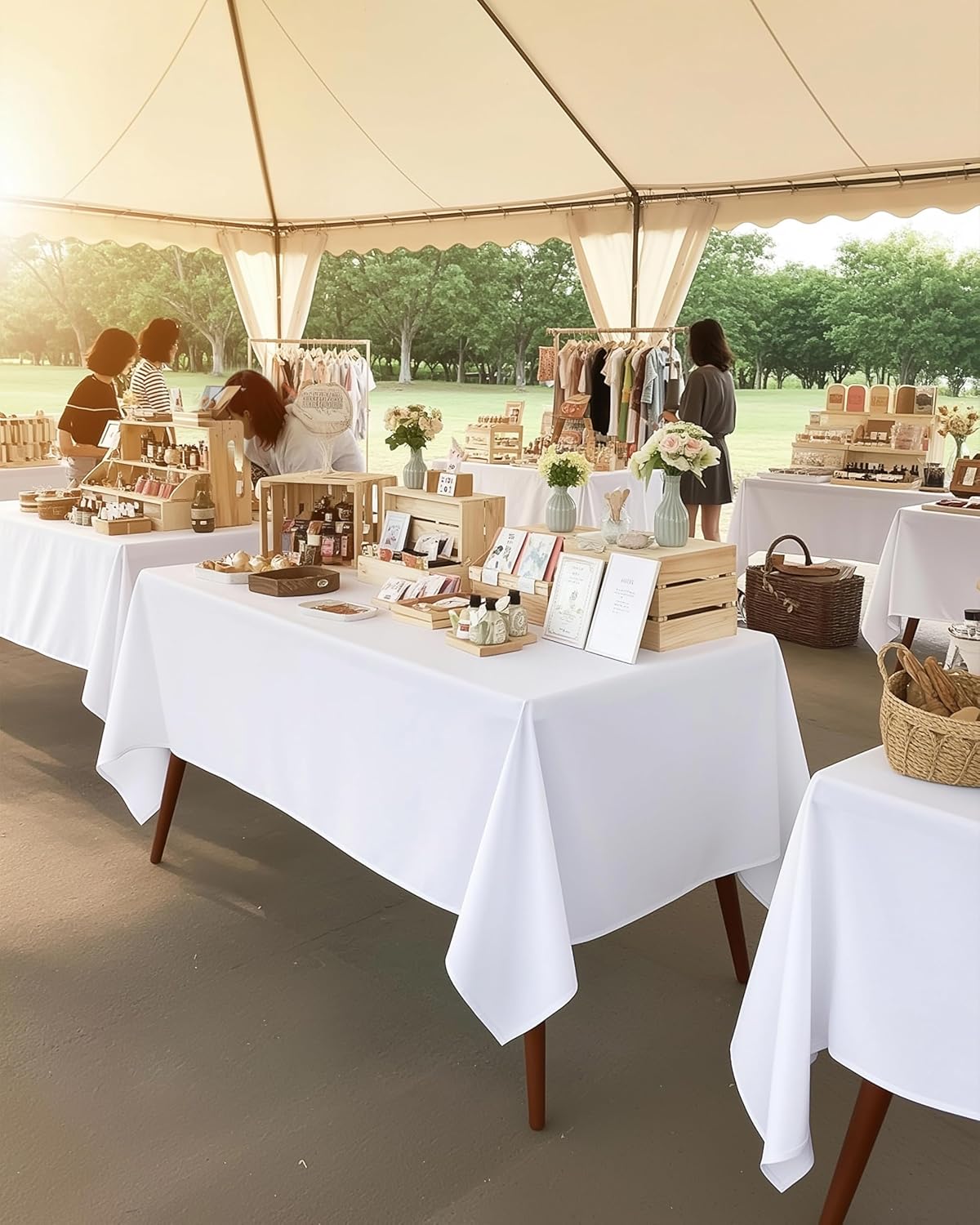 Utopia Kitchen - Nappe rectangulaire lot de 2, 152x213cm, lavable, blanc