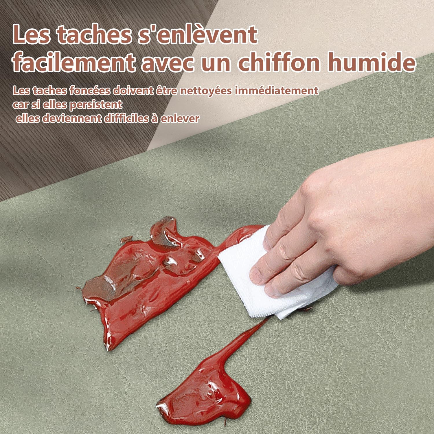 Set de table - lot 6 pièces double face cuir PU 43x30cm, lavable, antidérapant