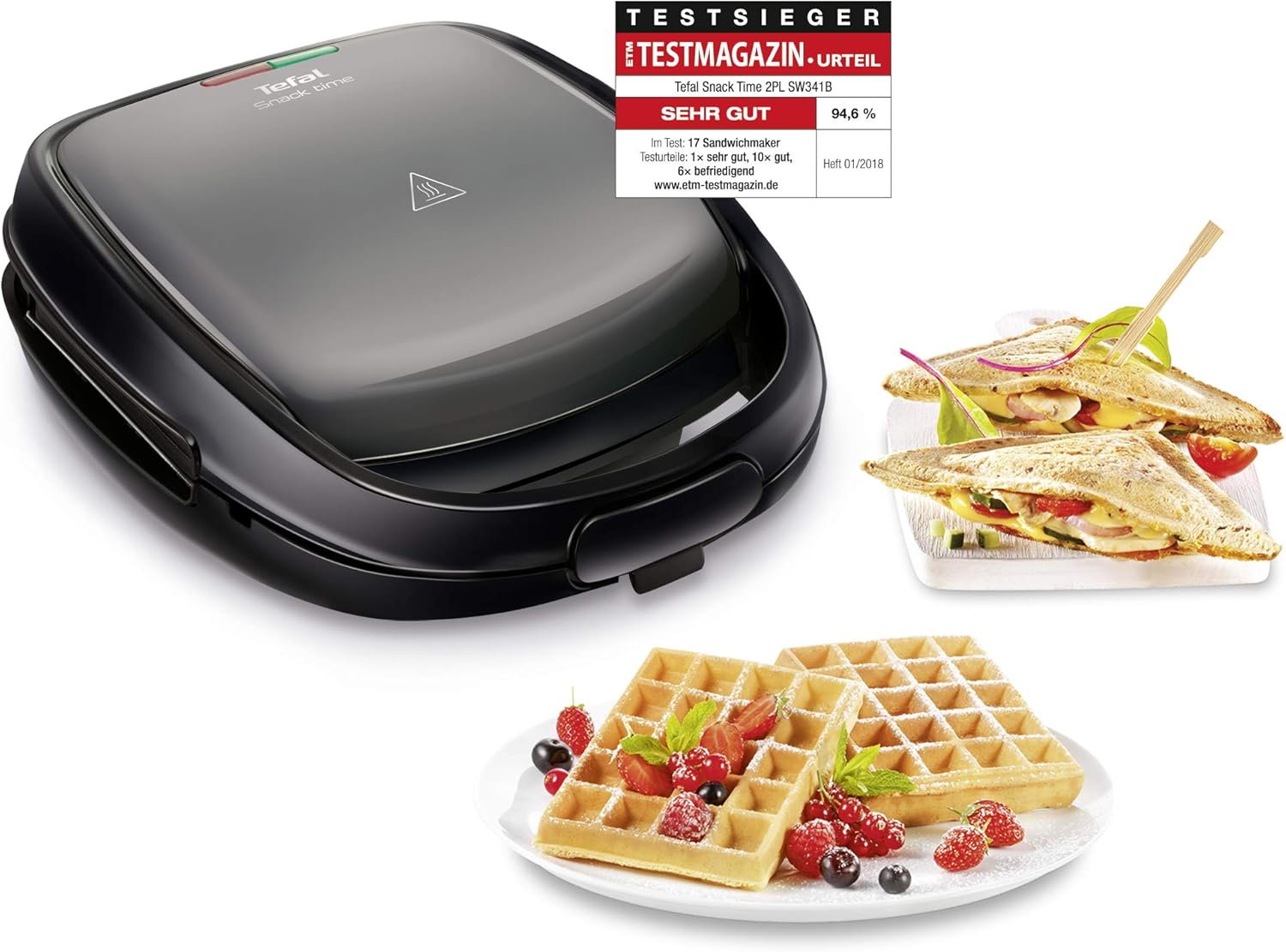 Tefal - Snack Time SW341B - compact - gaufres, sandwiches, 700W