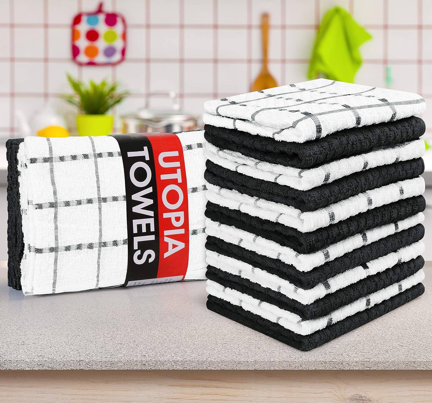 Utopia Towels - serviettes de cuisine - 38x64cm - 100% coton, lavables en machine, lot de 12