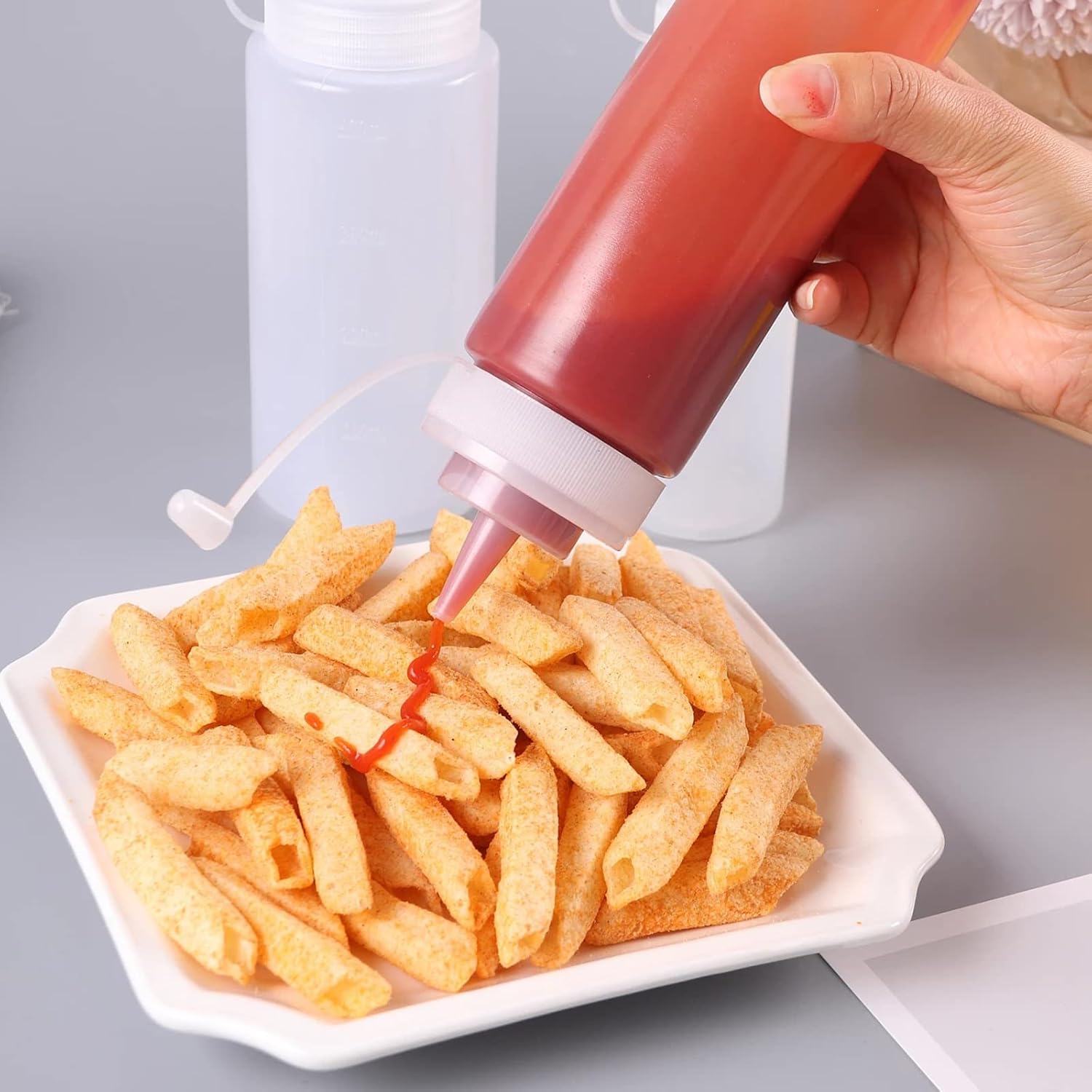 Bouteille sauce - lot de 5 - 250ml - plastique souple, transparent