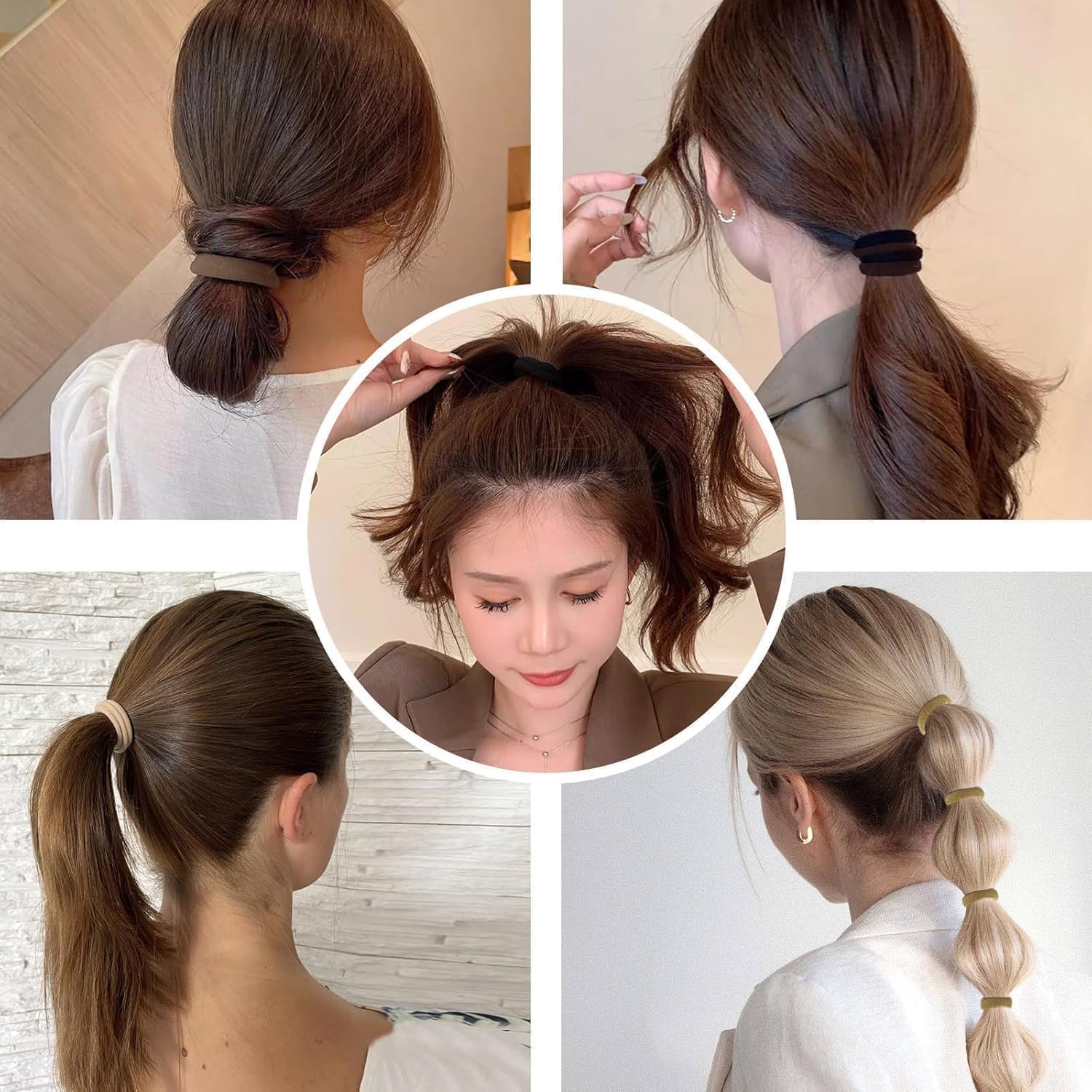 Élastiques cheveux - lot de 50 - coton sans couture 4 cm, épais, mixte