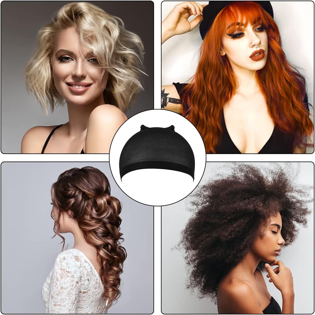Bonnets de perruque nylon extensibles, 6 pcs, doux, respirants