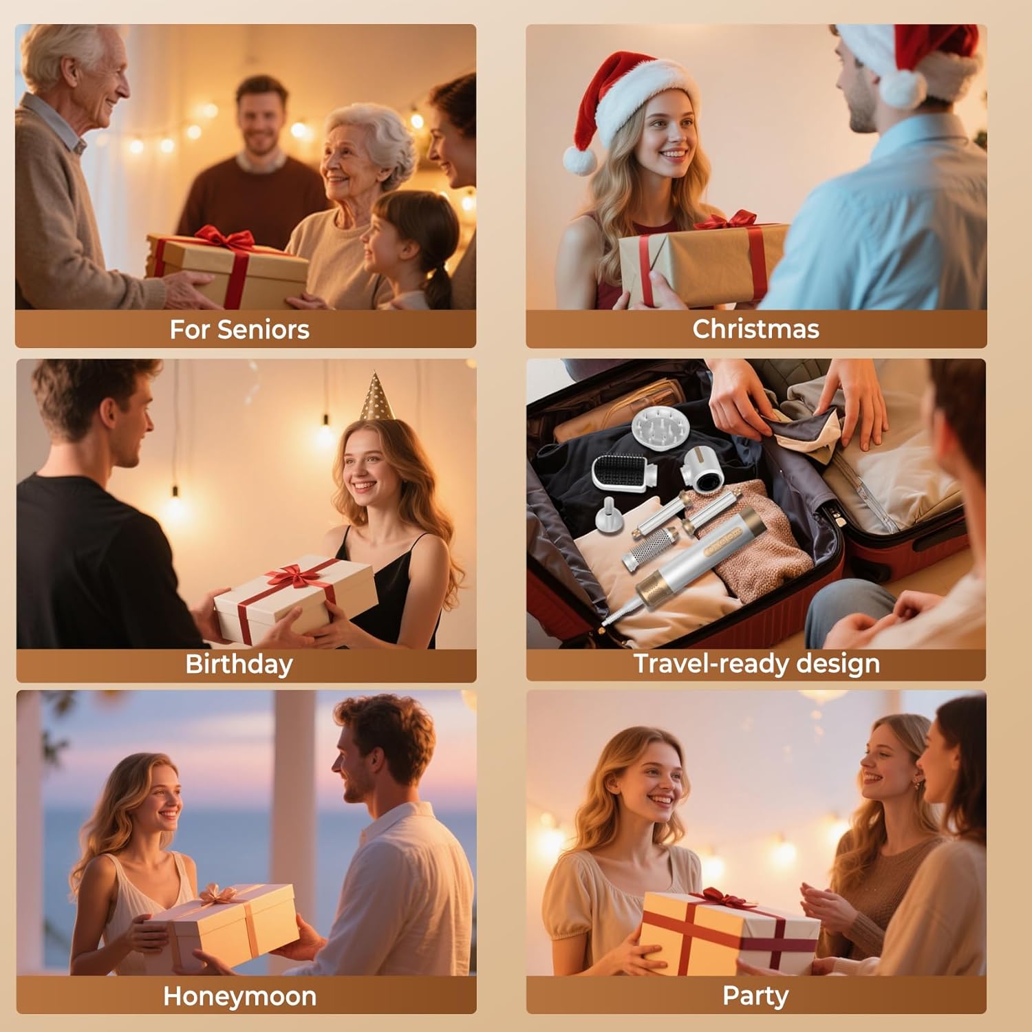 UKLISS - Sèche-cheveux 7 en 1 - 110000 tr/min, multifonction, blanc