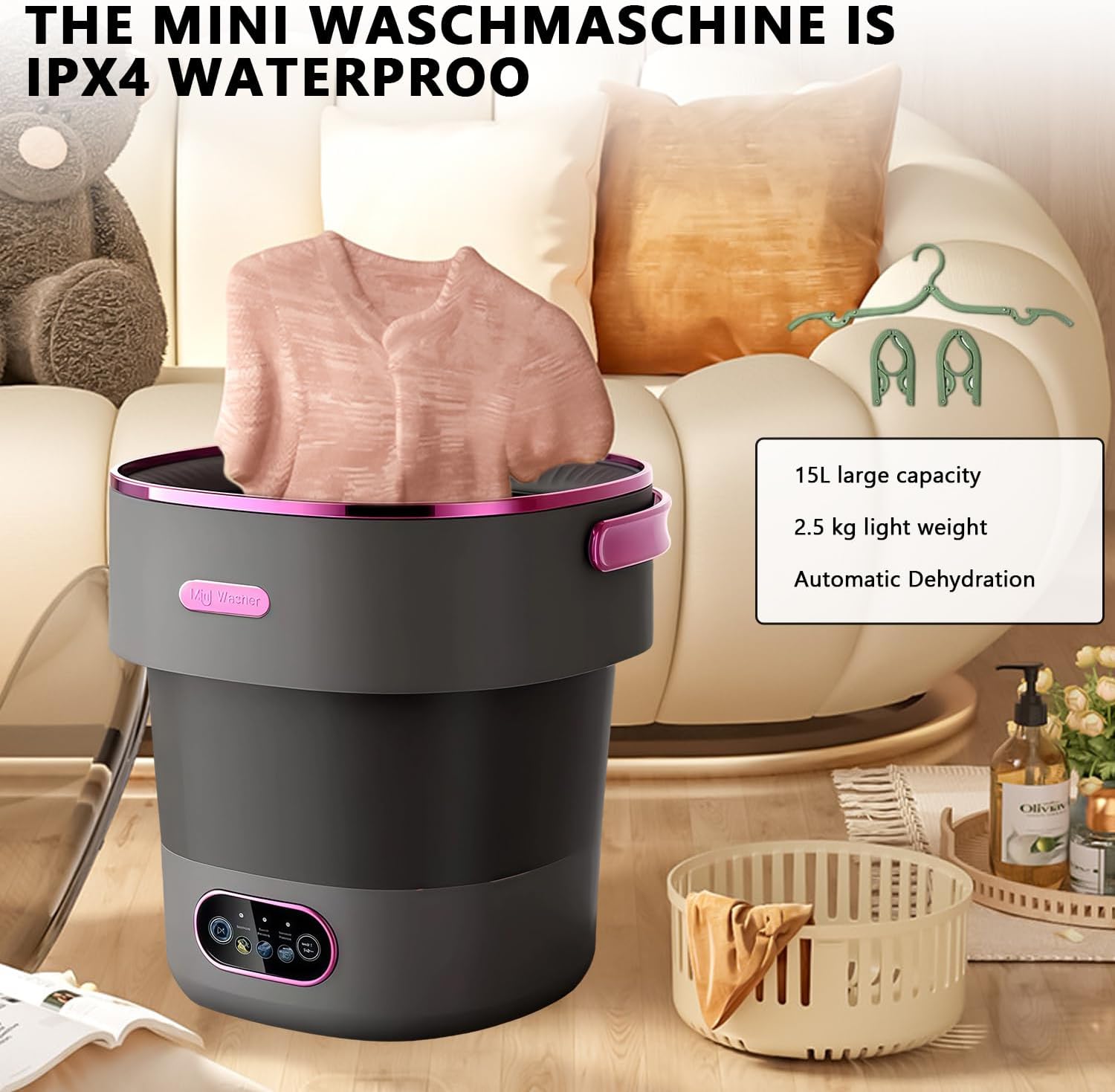 Mini lave-linge pliable - 15L - compact, portable, idéal voyage