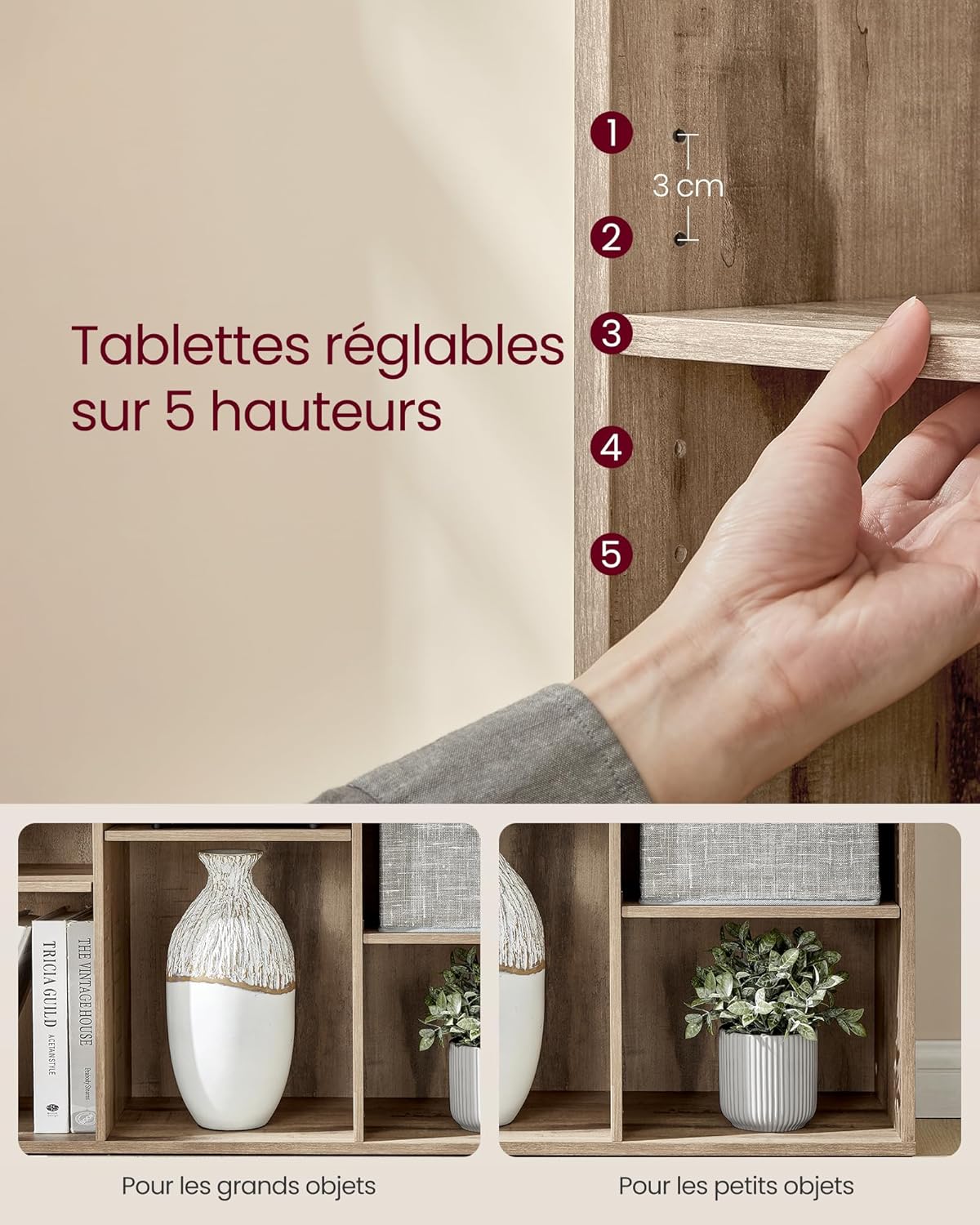 VASAGLE - bibliothèque cubique 9 compartiments - rangement sur pied LBC177K01