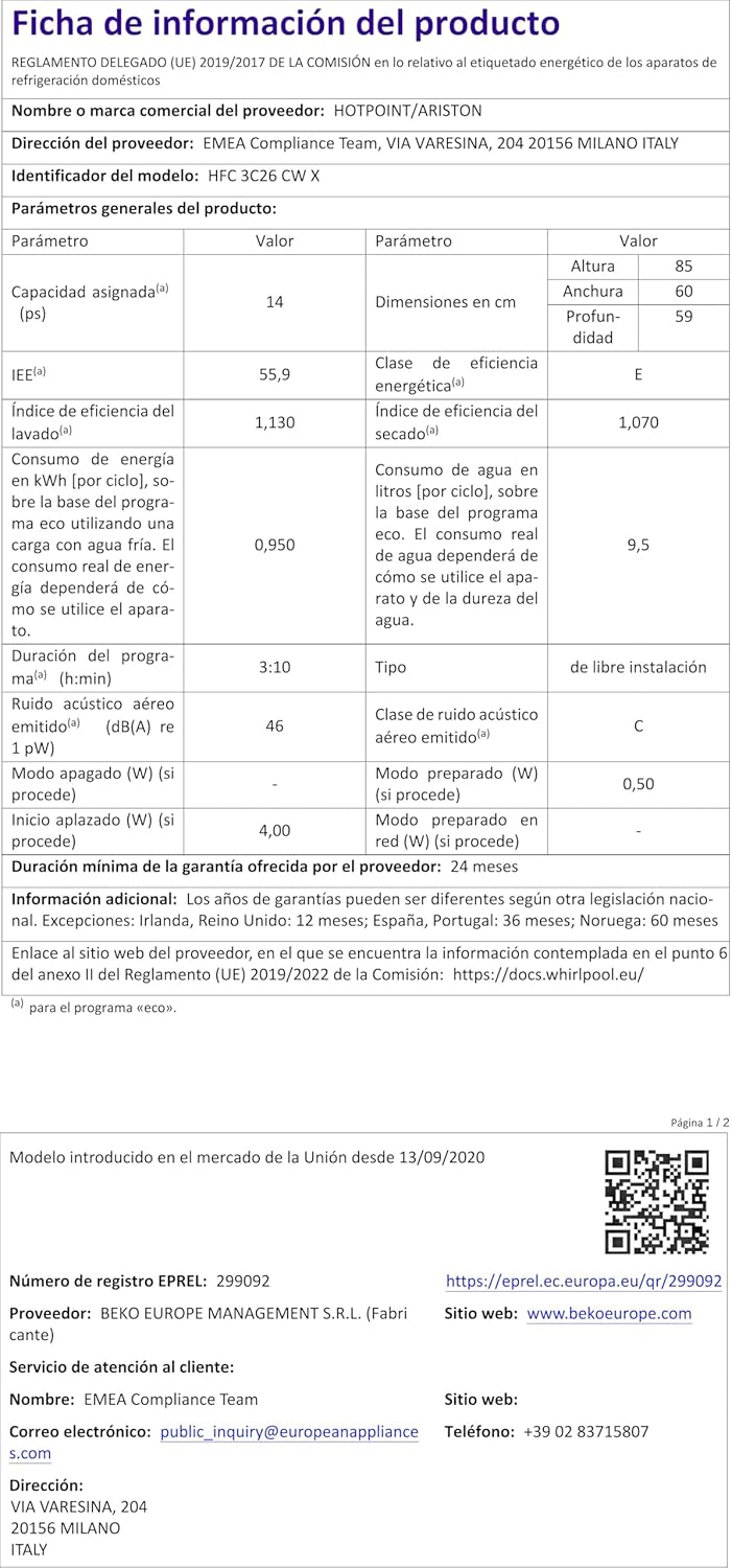 Hotpoint - lave-vaisselle série 3 - 60cm - 14 couverts, 3e panier, inox - HFC3C26CWX