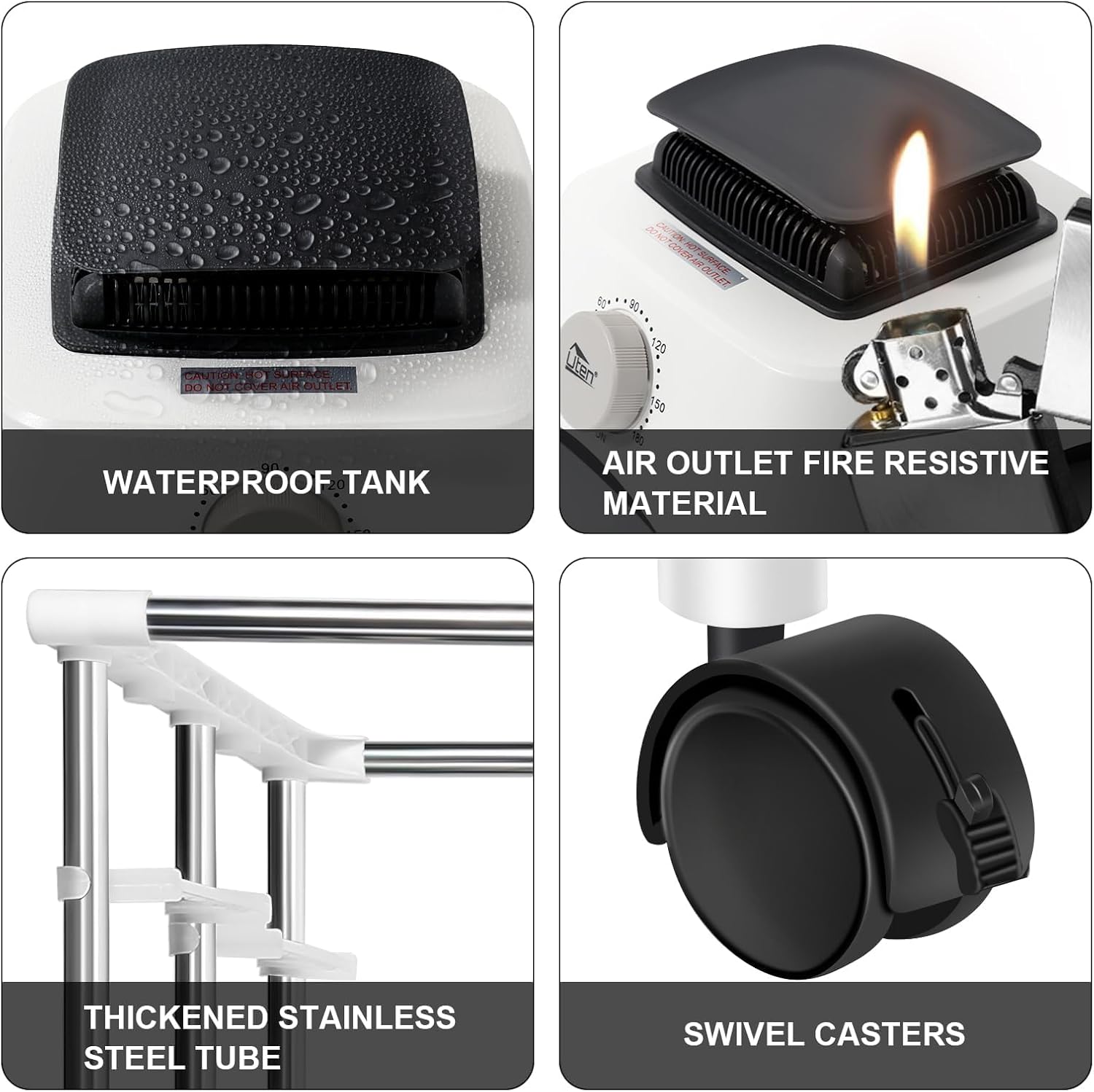 Sèche-linge portable double couche, 1500W, minuterie réglable, armoire