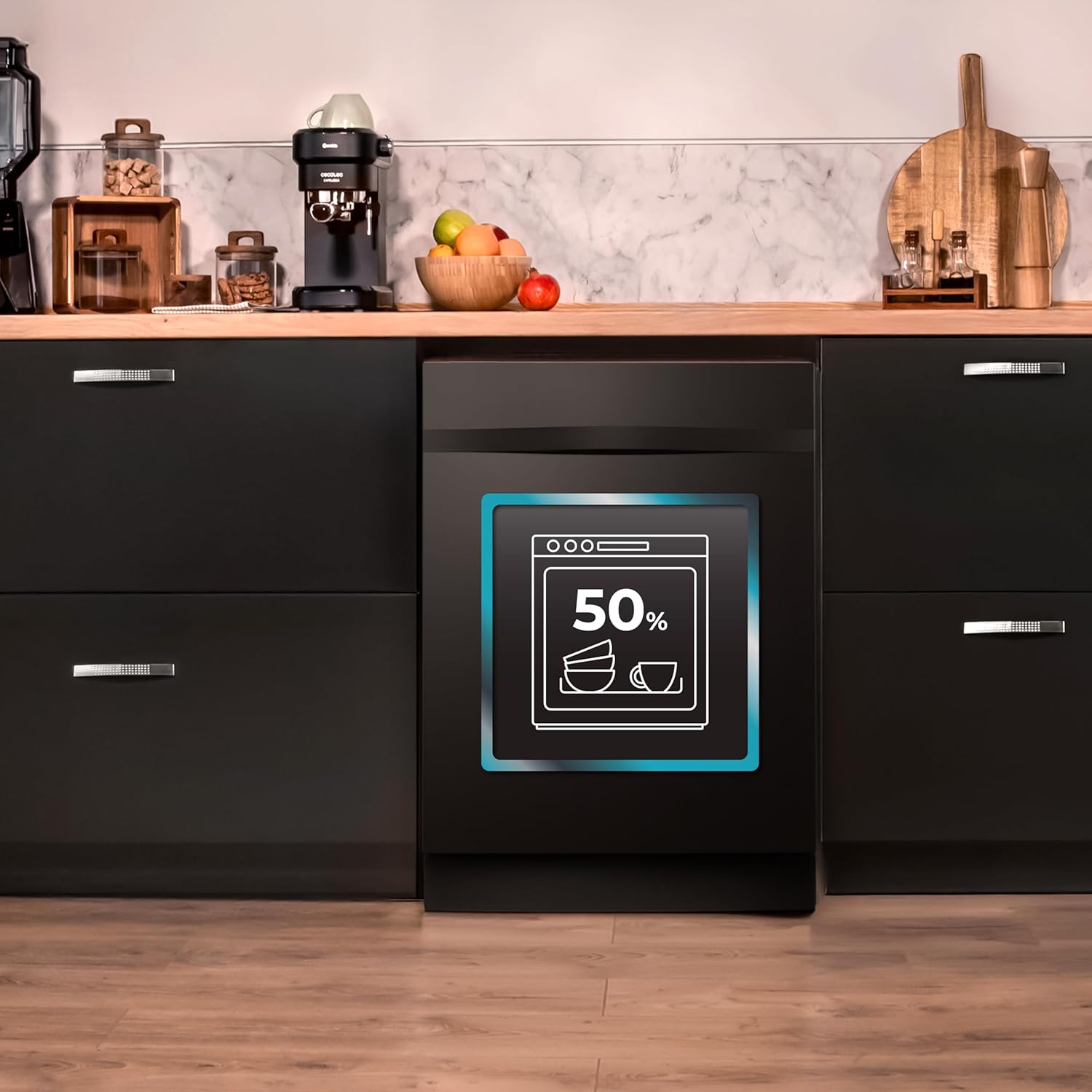 Cecotec - Bolero Aguazero (6620 Full-BI) - 60cm - 15 couverts, 8 programmes, écran FullColor, moteur Inverter, Turbo Dry