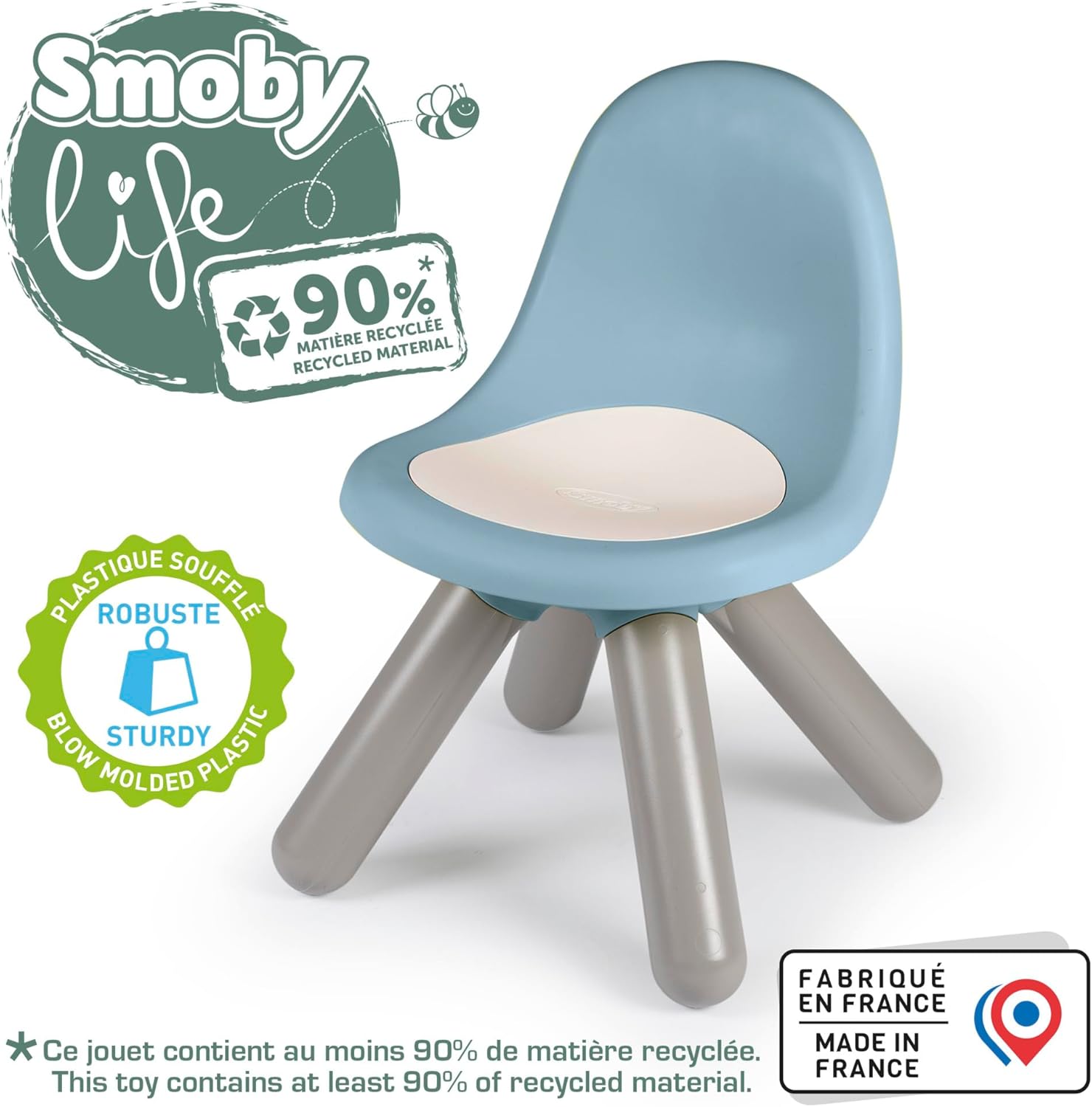 Smoby - Kid Chaise Life bleue - 18 mois+ - intérieur/extérieur, anti-UV, recyclée