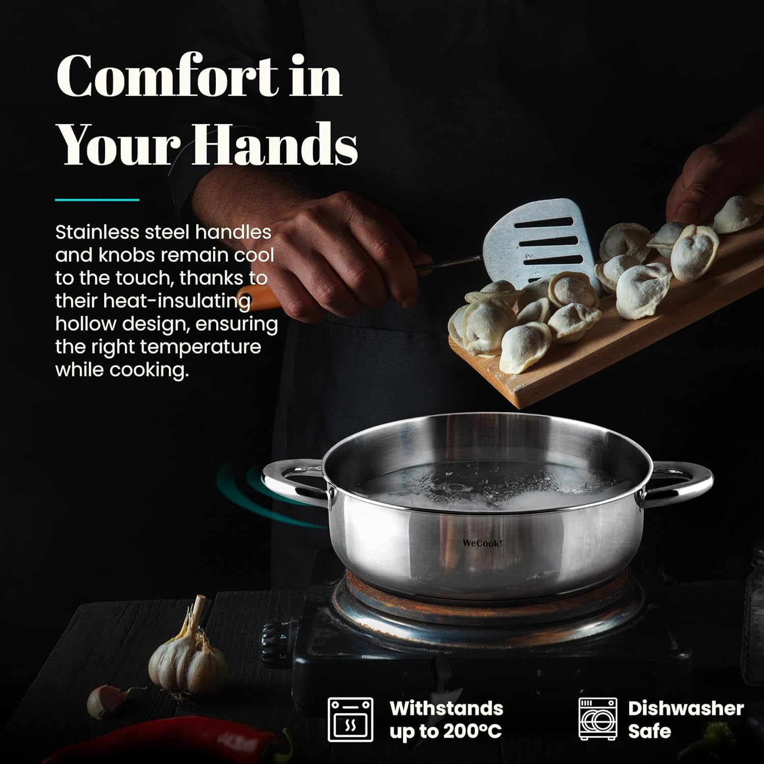 Casserole basse inox avec couvercle - 32 cm - acier inoxydable