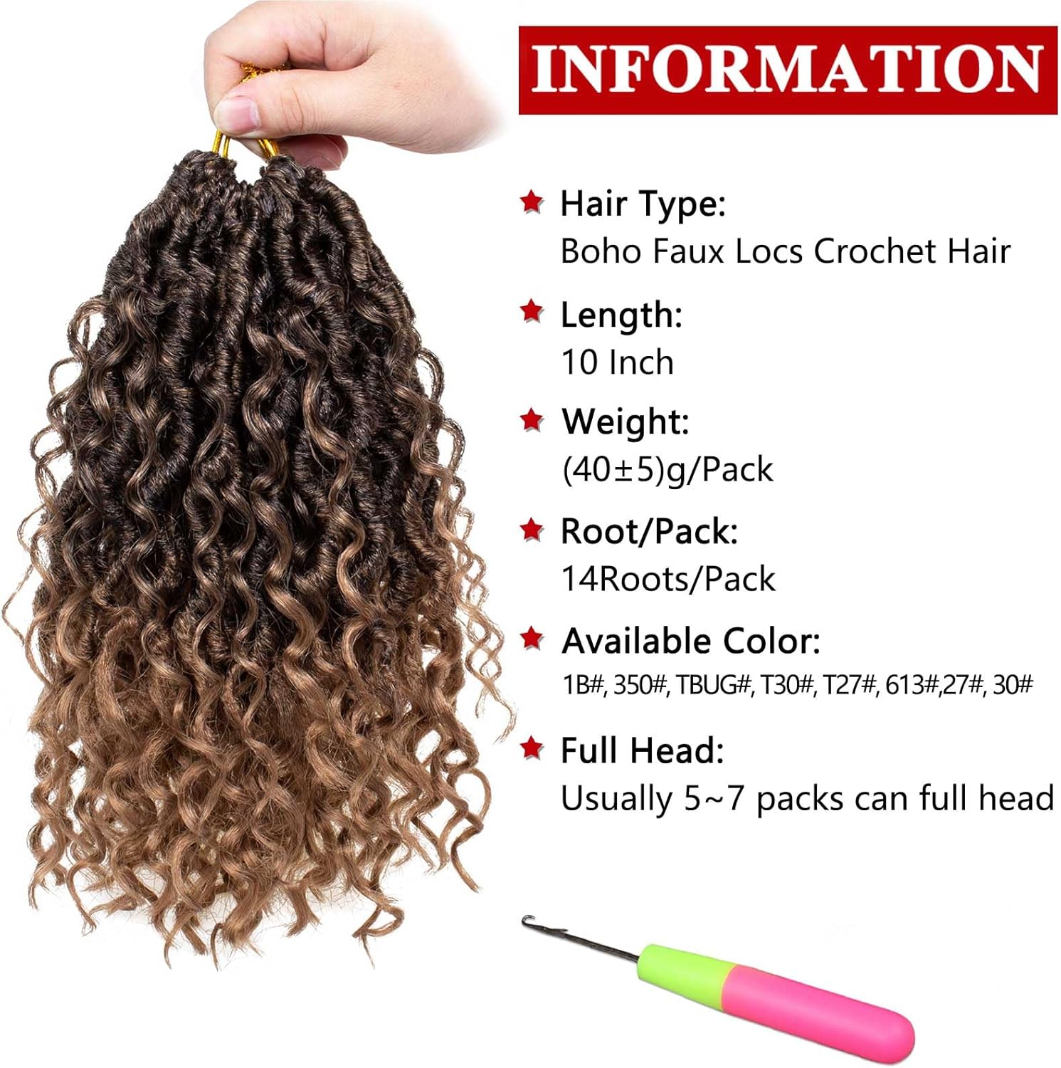 Xtrend - Ombre Goddess Faux Locs - 10 pouces - extensions synthétiques, 8 paquets, 14 mèches par paquet, style bohème, T