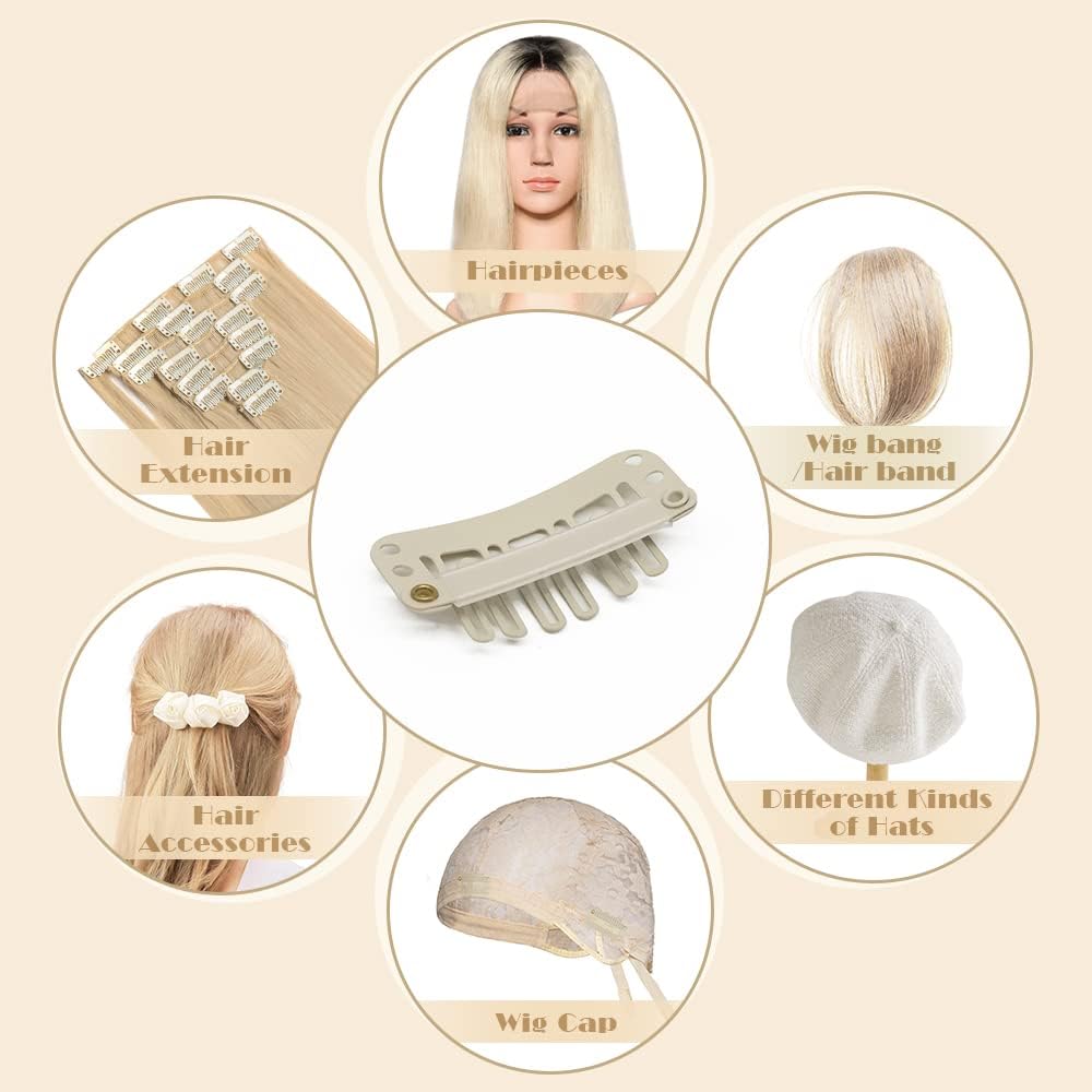 Dreamlover - pinces à perruque métal, blanc cassé, lot de 30, fixation sécurisée