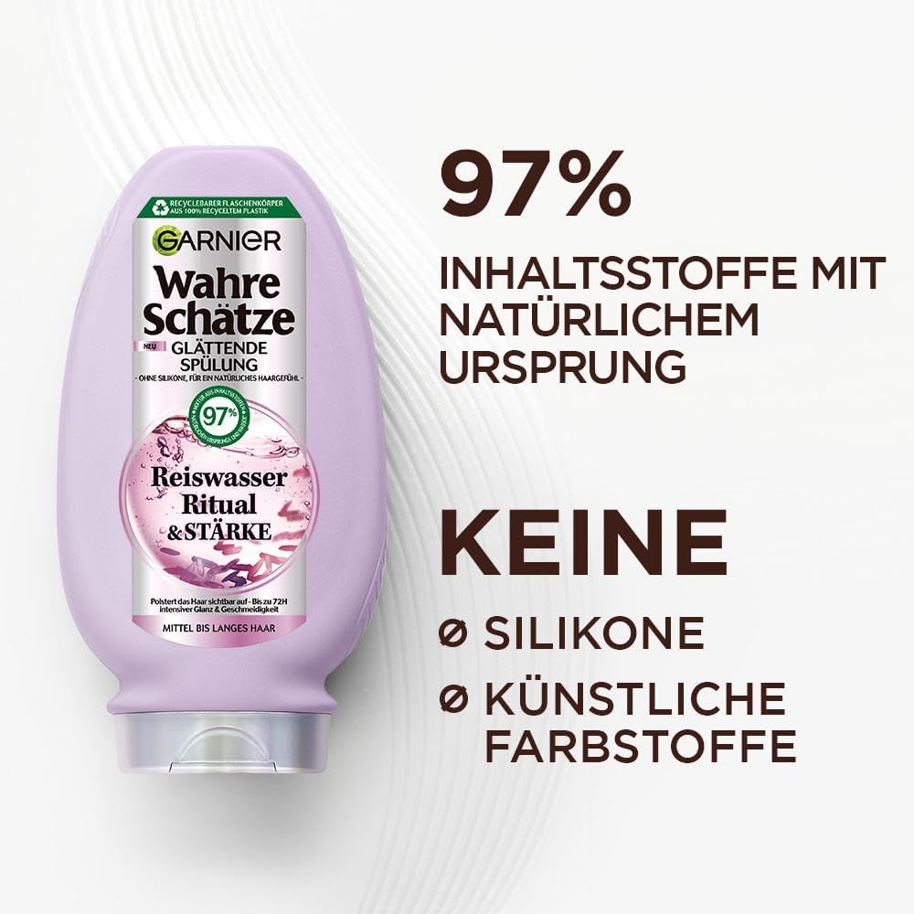 Garnier - Wahre Schätze Soin Lissant Eau de Riz - 250/200/340 ml - Brillance et souplesse cheveux mi-longs