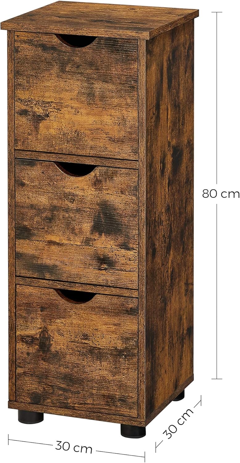 VASAGLE - armoire salle de bain moderne 30x30x80 cm 3 tiroirs BBK150X01