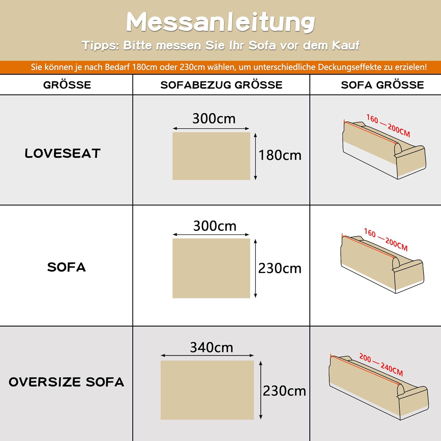 MYSKY HOME - protection canapé - 230x300cm - anti-rayures, beige