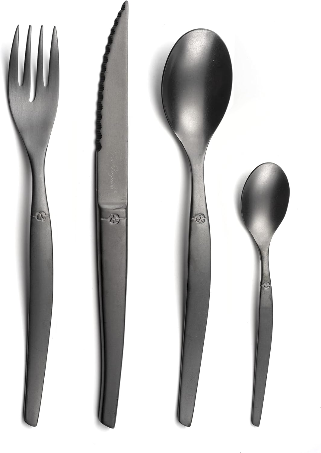 Lou Laguiole - Jet - 16 couverts, inox PVD mat noir, pour 4 pers