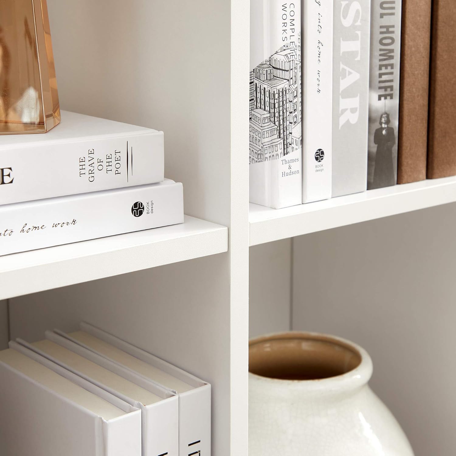 VASAGLE - bibliothèque cubique - 6 cases, blanc nuage, rangement pratique LBC203D