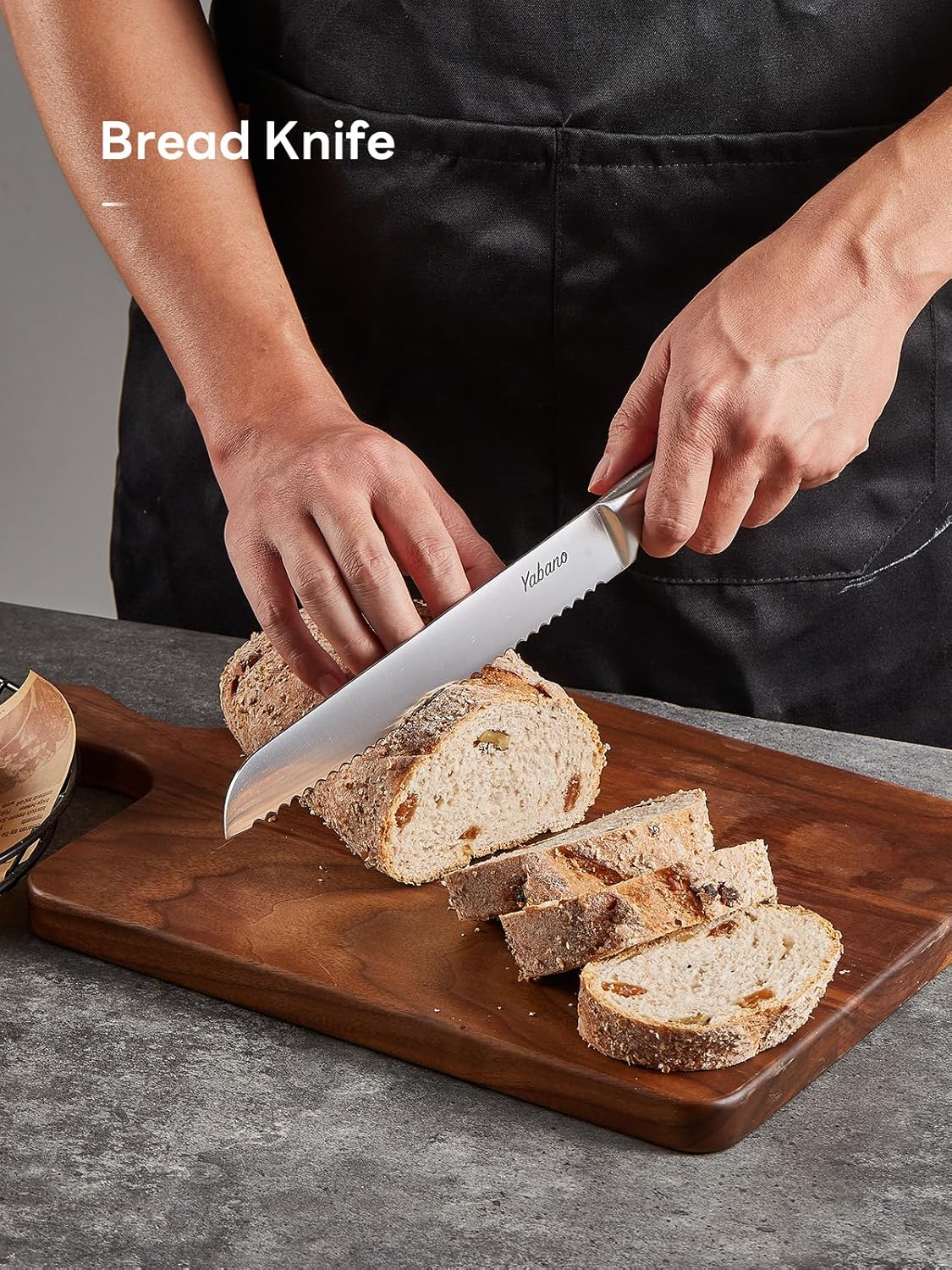 Yabano - Bloc couteaux 7 pièces inox allemand, aiguiseur, ciseaux inclus