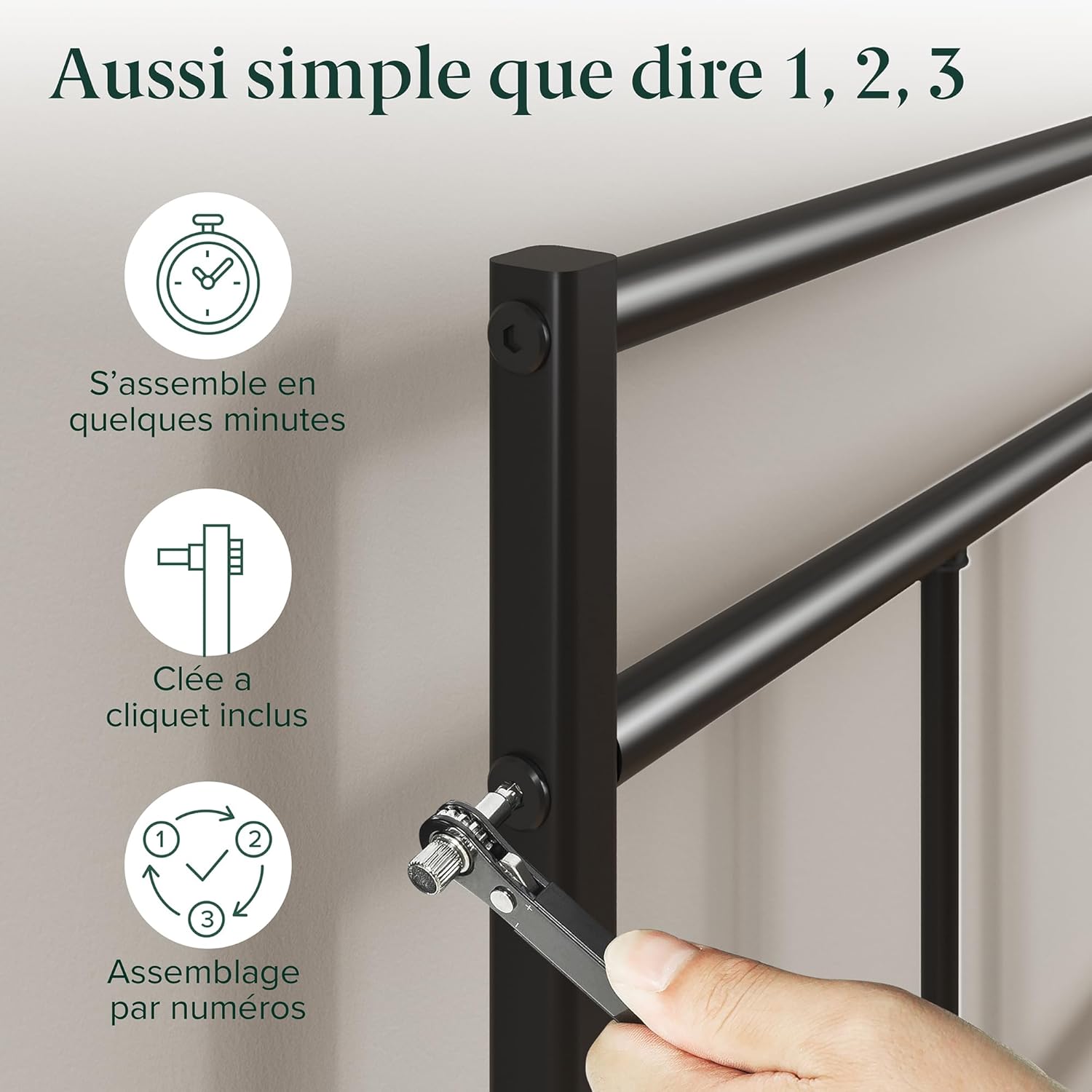 Zinus - Elias - 140x190 cm - sommier métal et tête de lit, hauteur 30cm