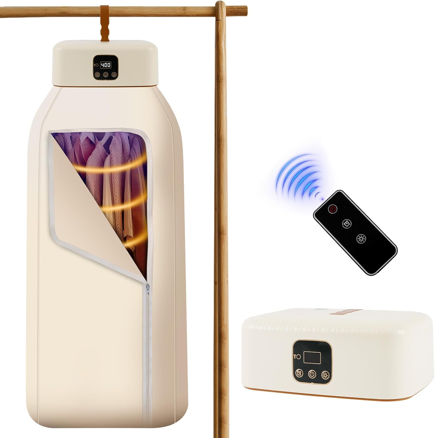 Sèche-linge portable - mini pompe à chaleur, 600 W, UV, sac séchage, minuterie, PTC, affichage LED