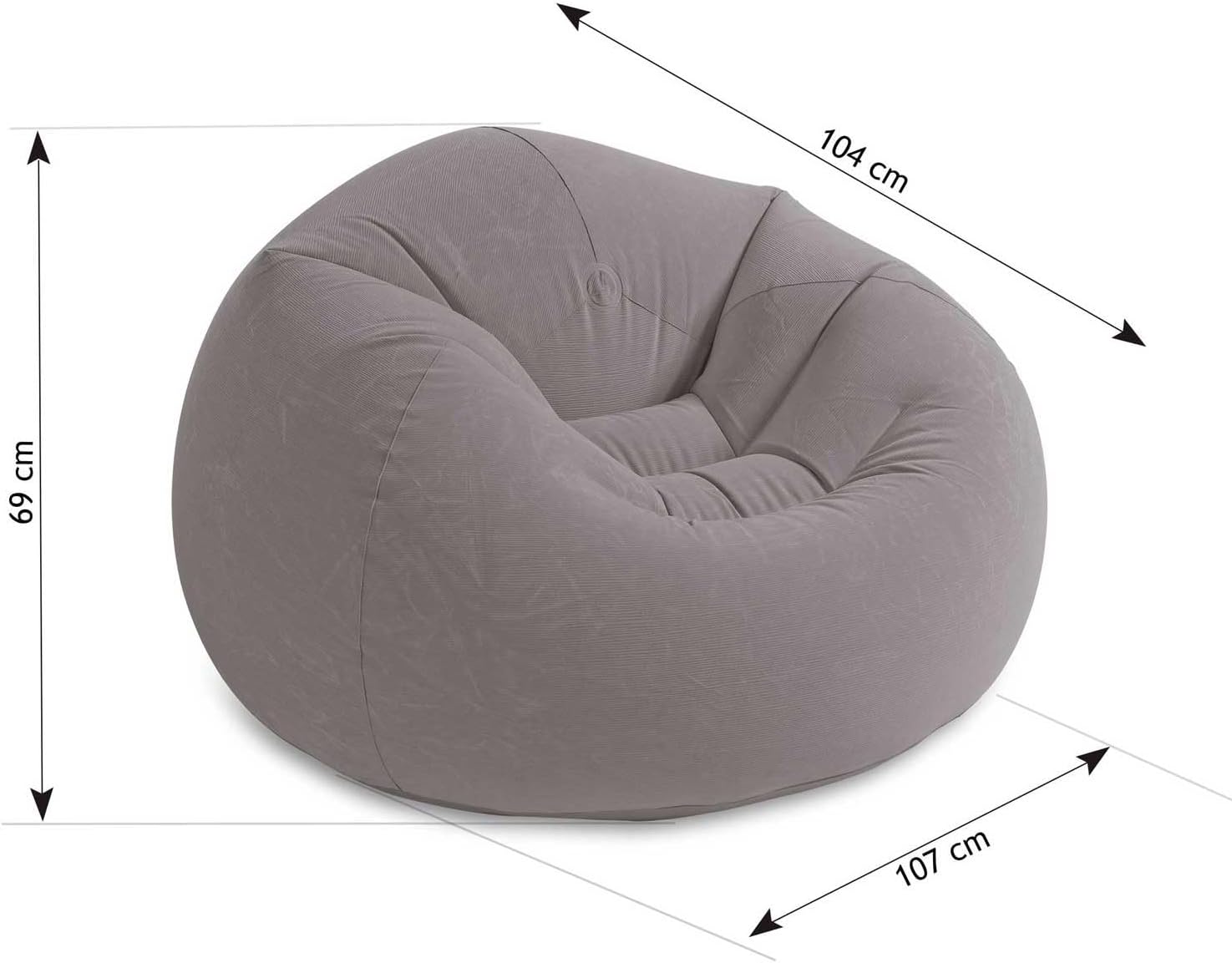 Intex - pouf gonflable beanless - 107x104x69cm - gris - 68579NP