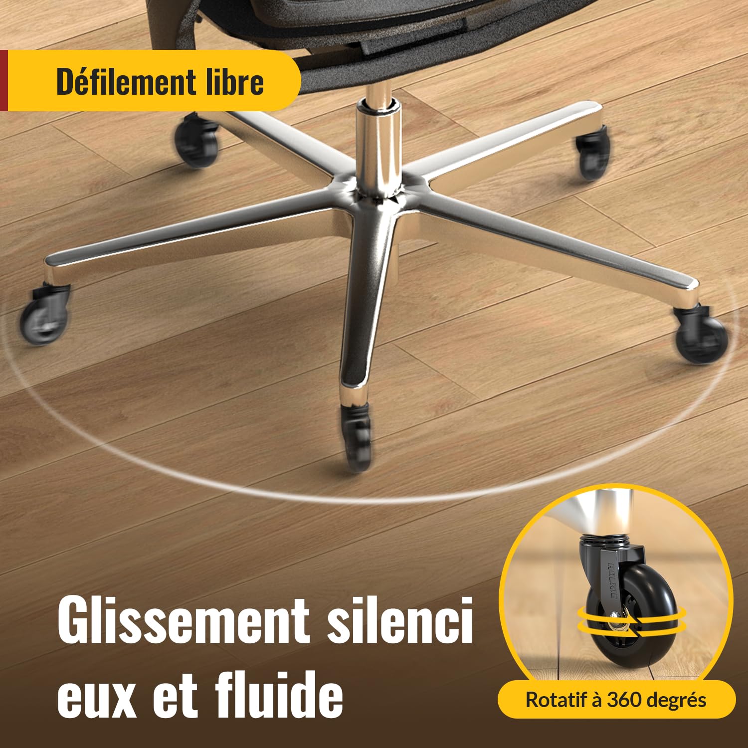 HOLKIE - roulettes chaise bureau - 11x22mm - caoutchouc, lot de 5, sols durs/tapis