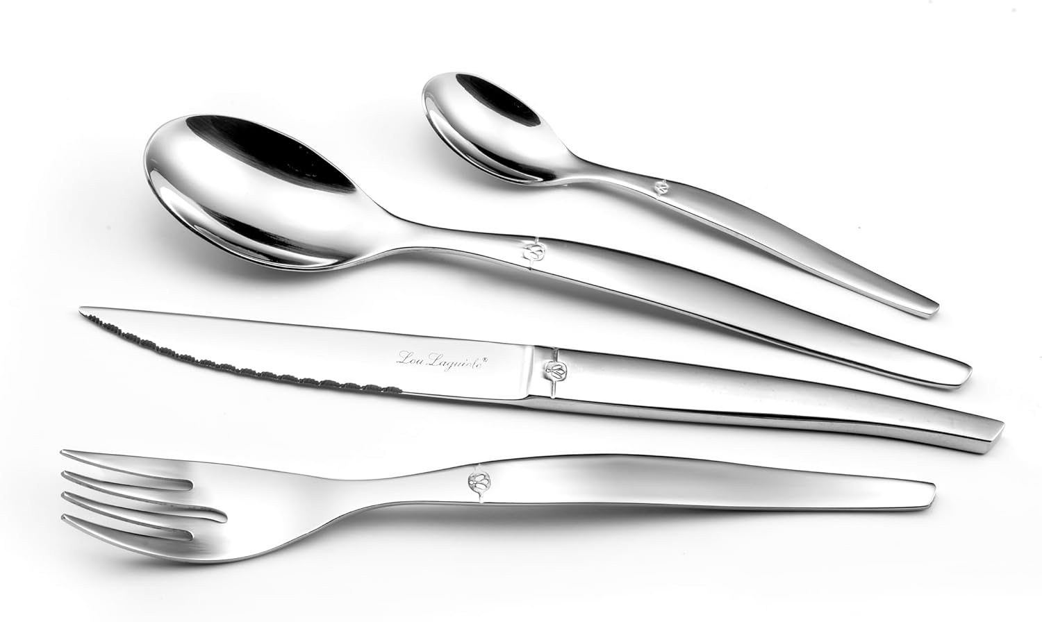 Lou Laguiole - Jet - 24 couverts 6 personnes, acier inox brillant