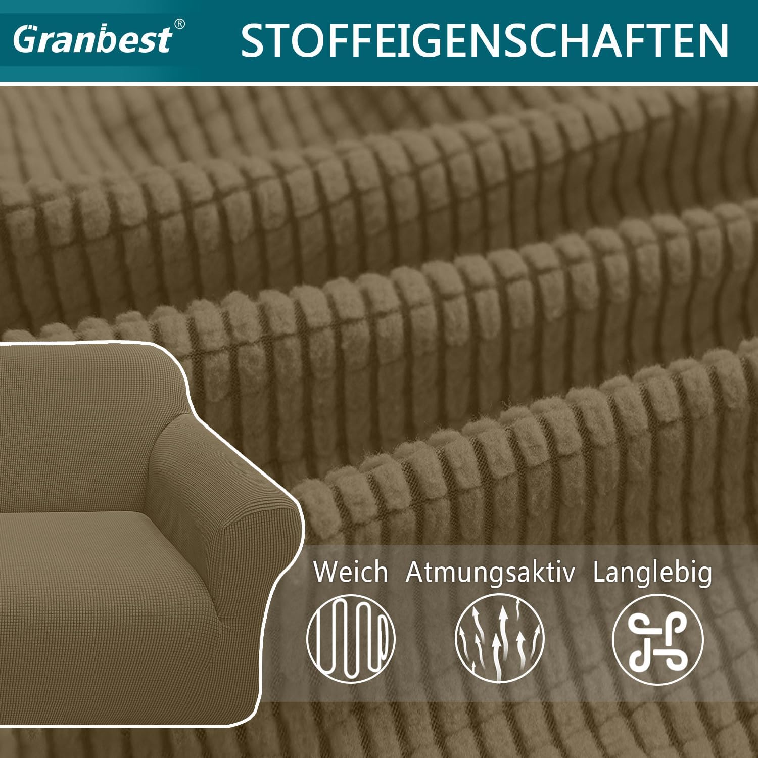 Granbest - housse de canapé jacquard - 3 places - extensible, protection animaux