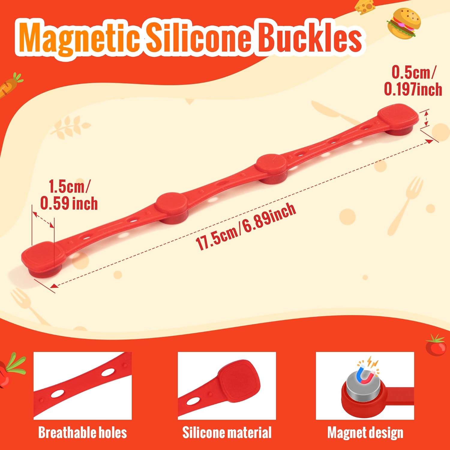 Silicone Aimants pour Airfryer - accessoires 17,5 cm - lot de 4, fixation papier cuisson, anti-brûlure