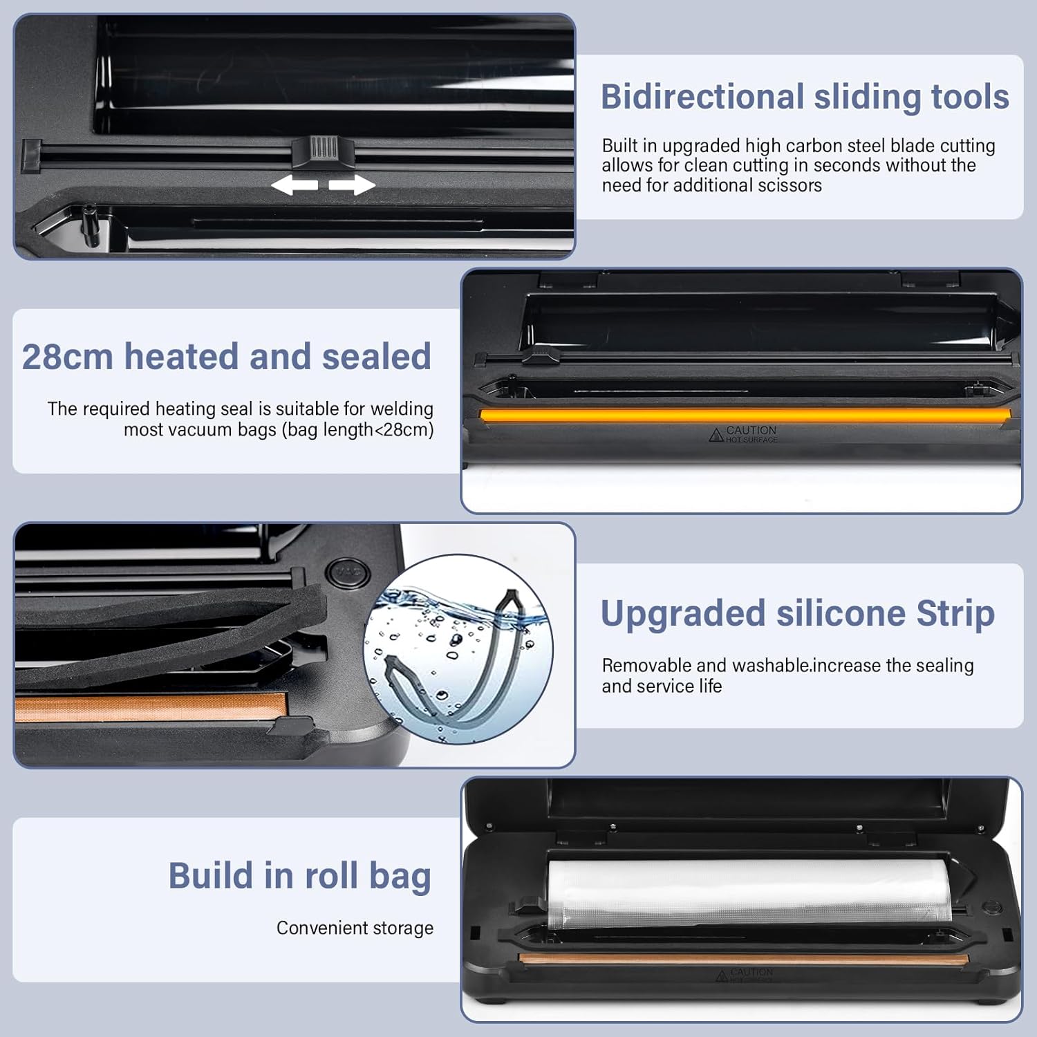 Machine Sous Vide Alimentaire - 8-en-1, 80KPA, coupeur intégré, sacs inclus