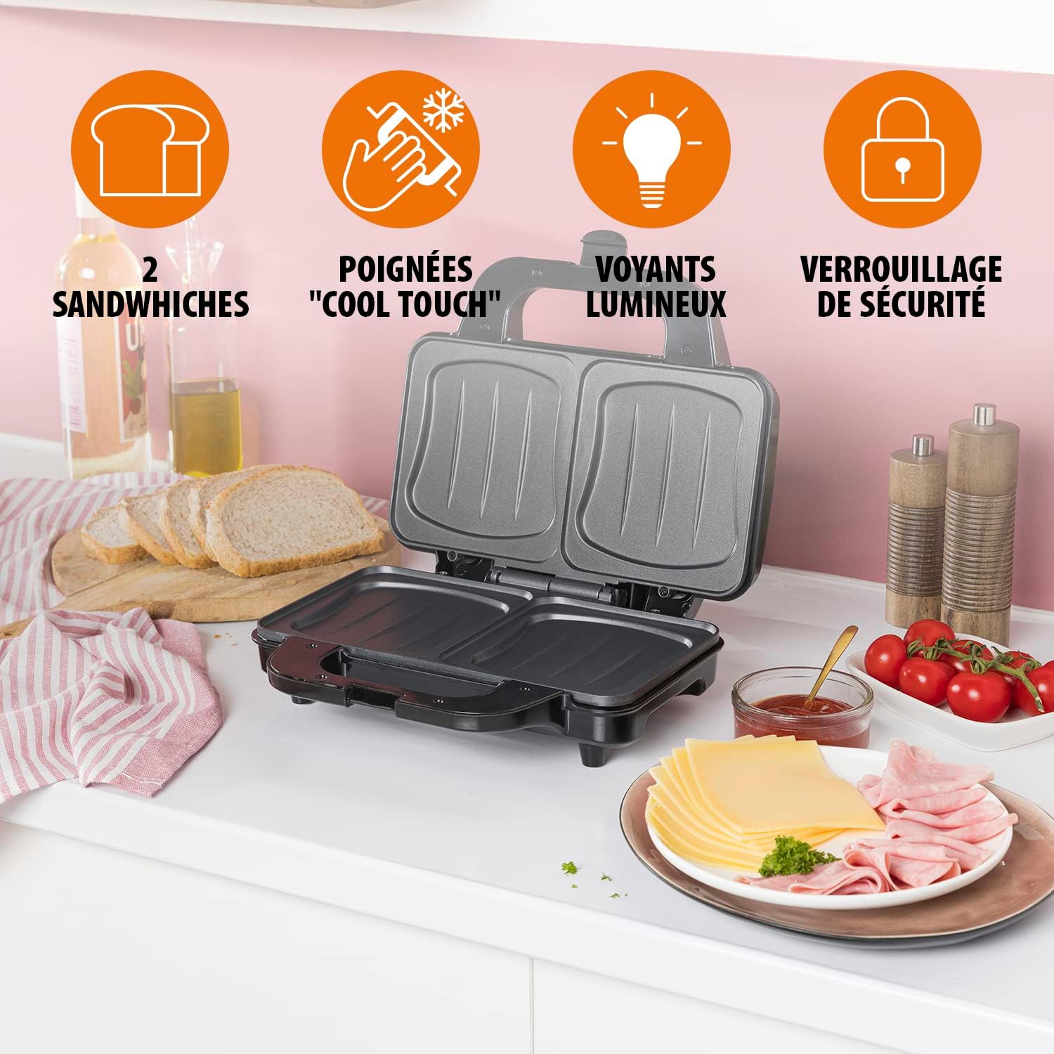 Tristar - croque-monsieur 2 portions, 900W, plaques profondes - SA-3060